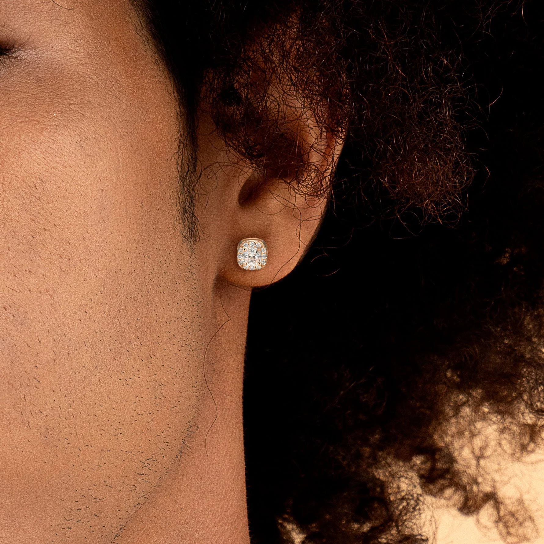 Custom Halo Moissanite Stud Earring - Image 44