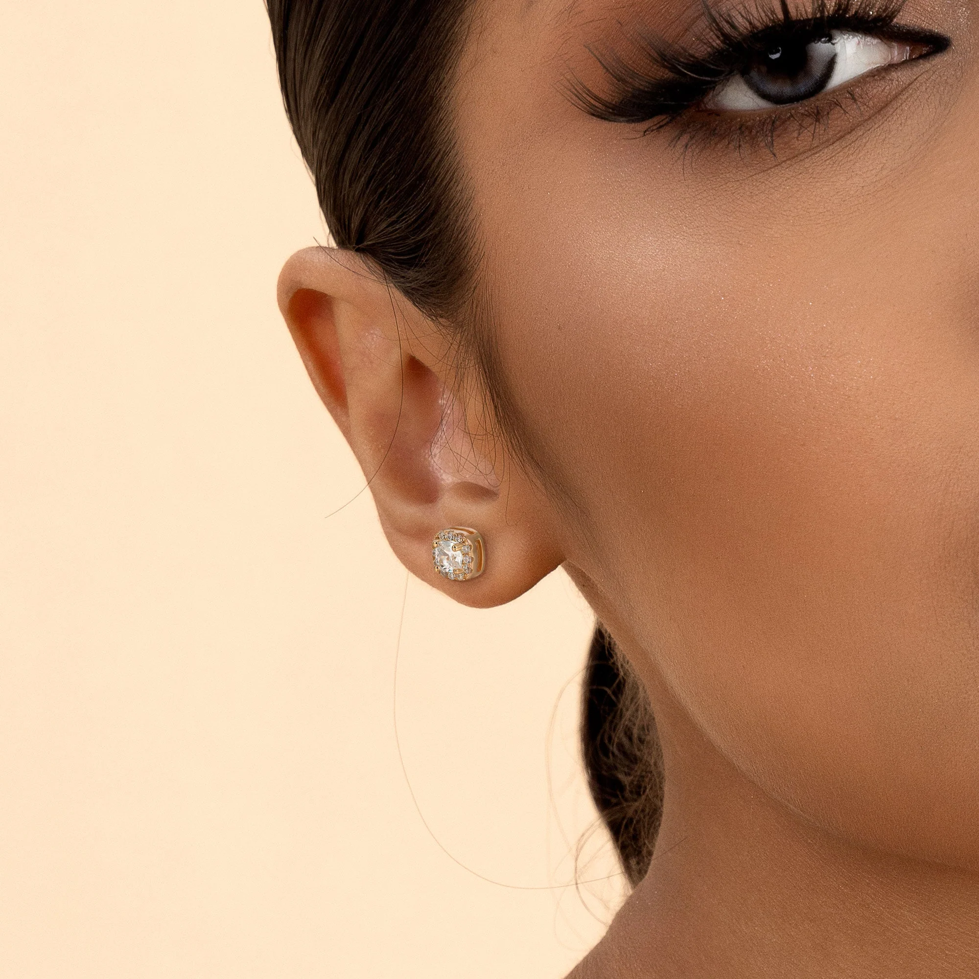 Custom Halo Moissanite Stud Earring - Image 45
