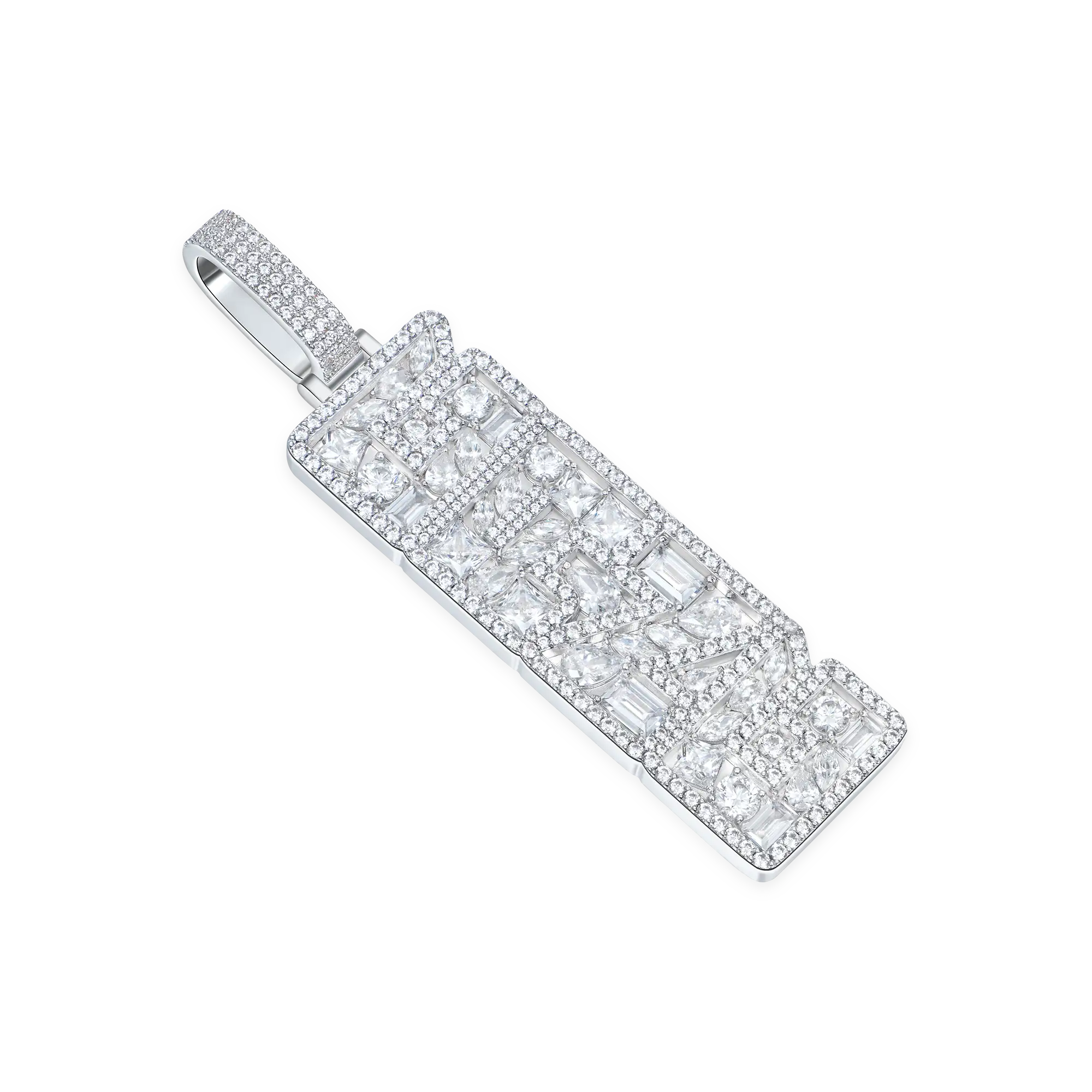 Custom Iced Mix-cut Vertical Pendant - Width - 21mm - Image 3