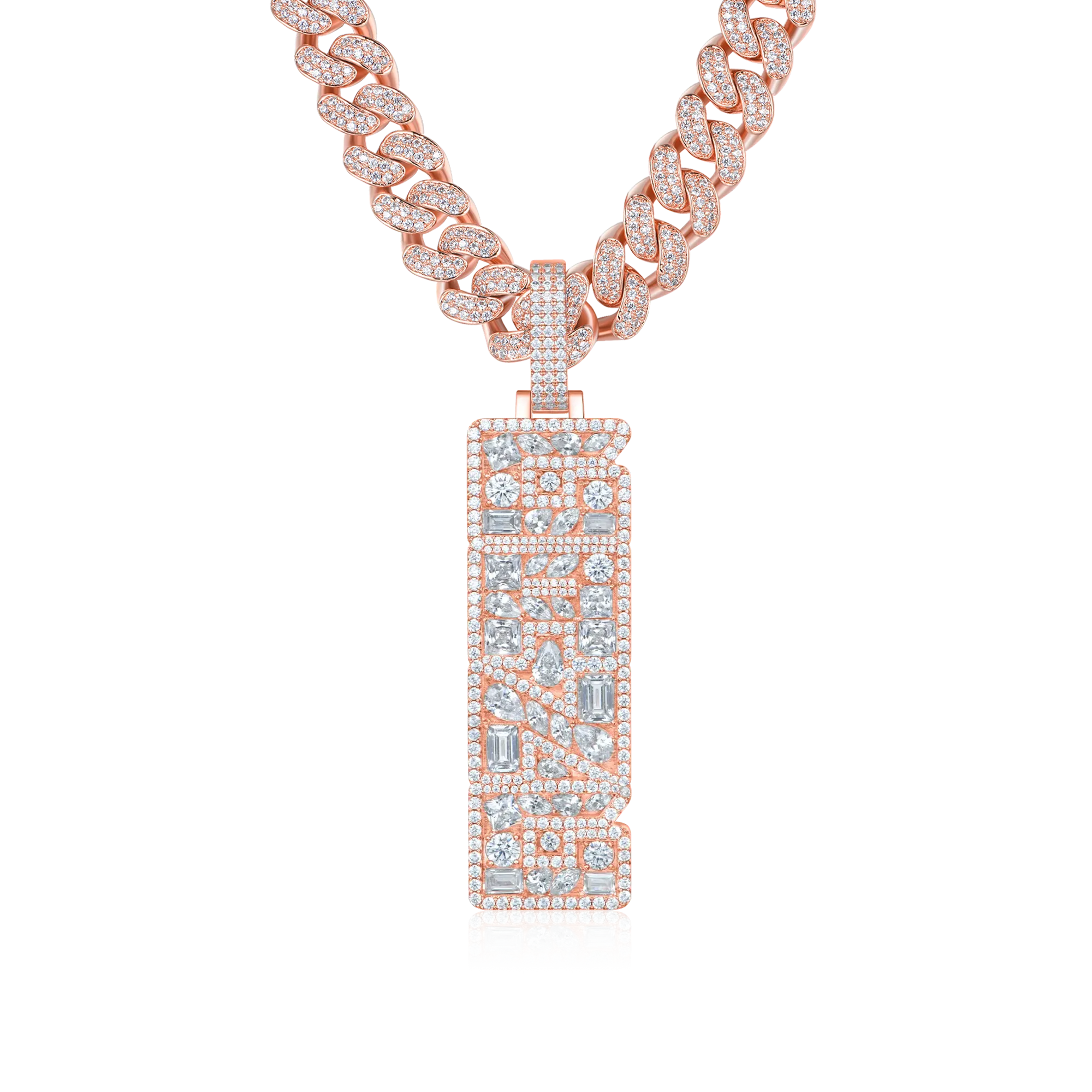 Custom Iced Mix-cut Vertical Pendant - Width - 21mm - Image 5