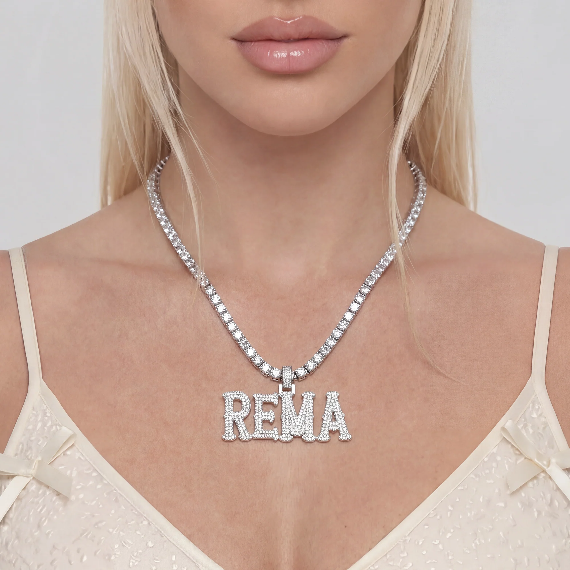 Custom Moissanite Bosox Name Pendant - Image 3