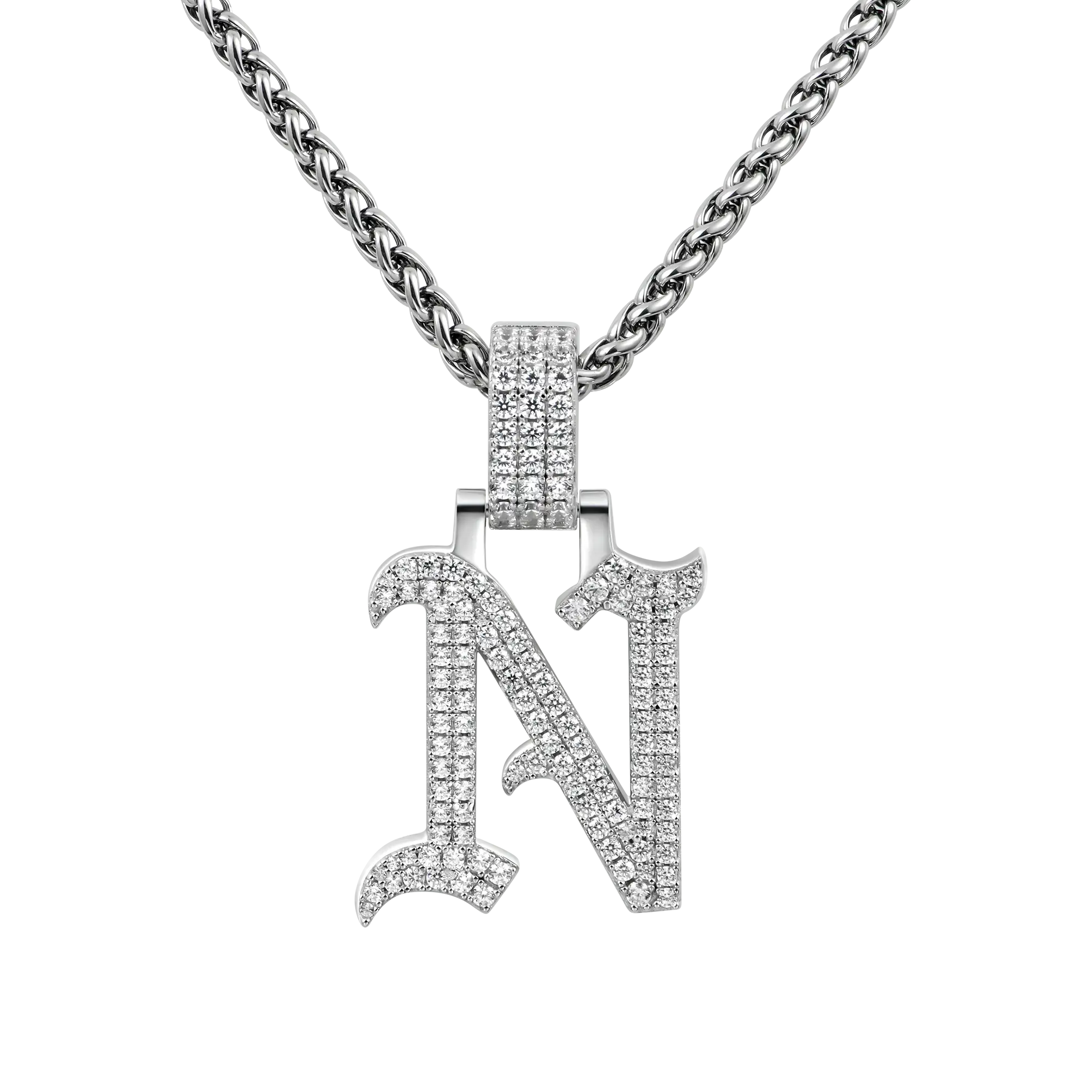 Custom Moissanite Old English Name Pendant - Image 9