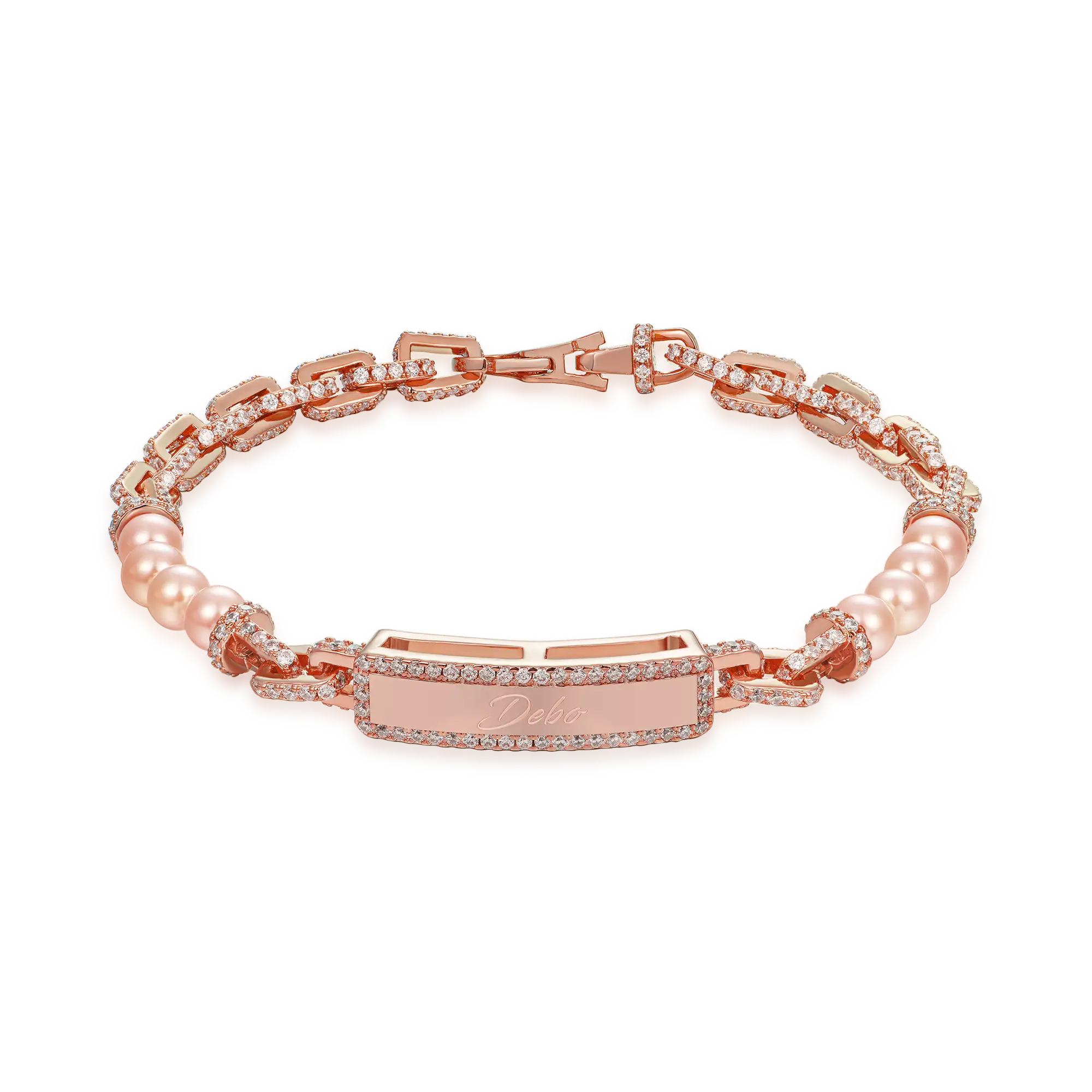 Custom Pearl Name Tag Bracelet - 5mm