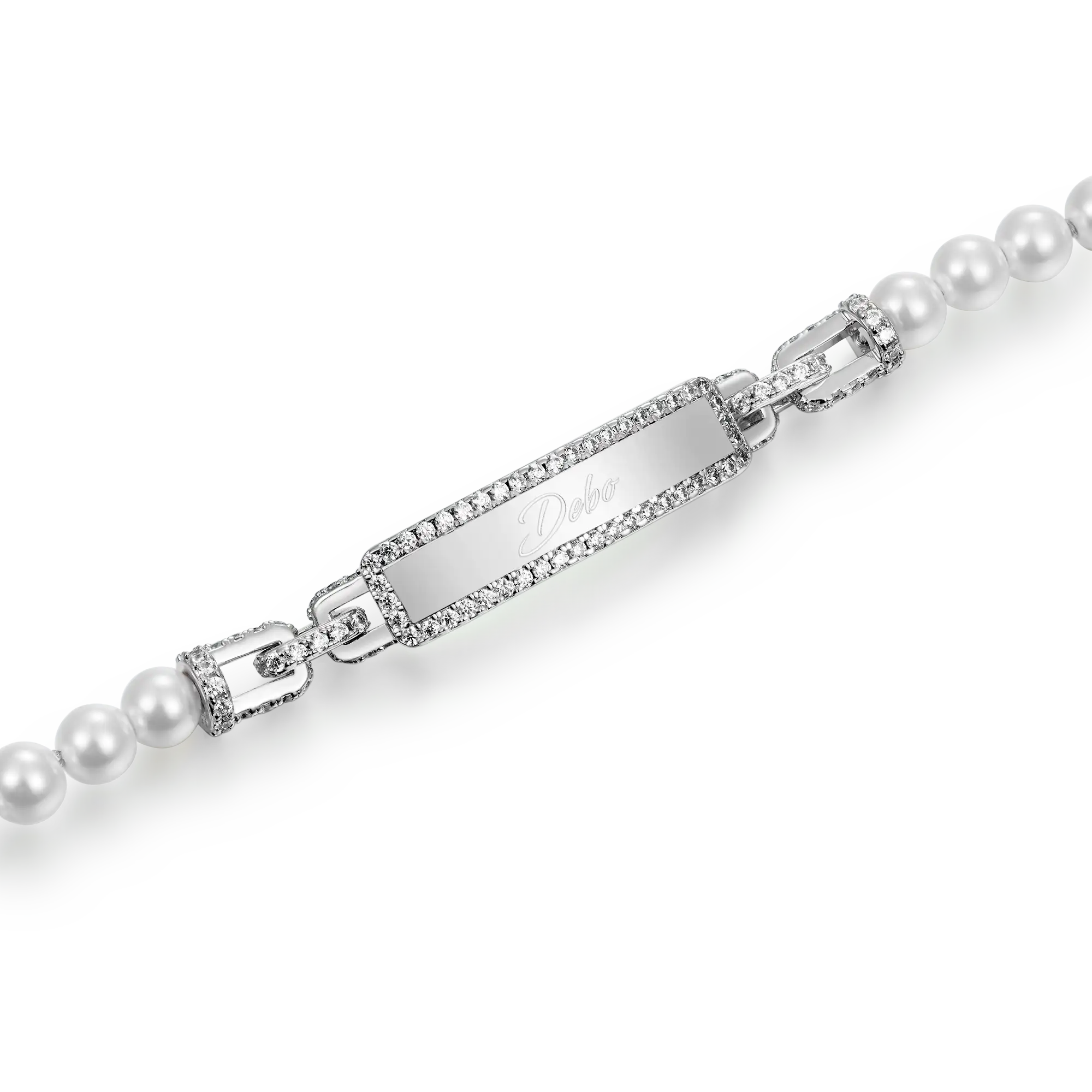 Custom Pearl Name Tag Bracelet - 5mm - Image 16