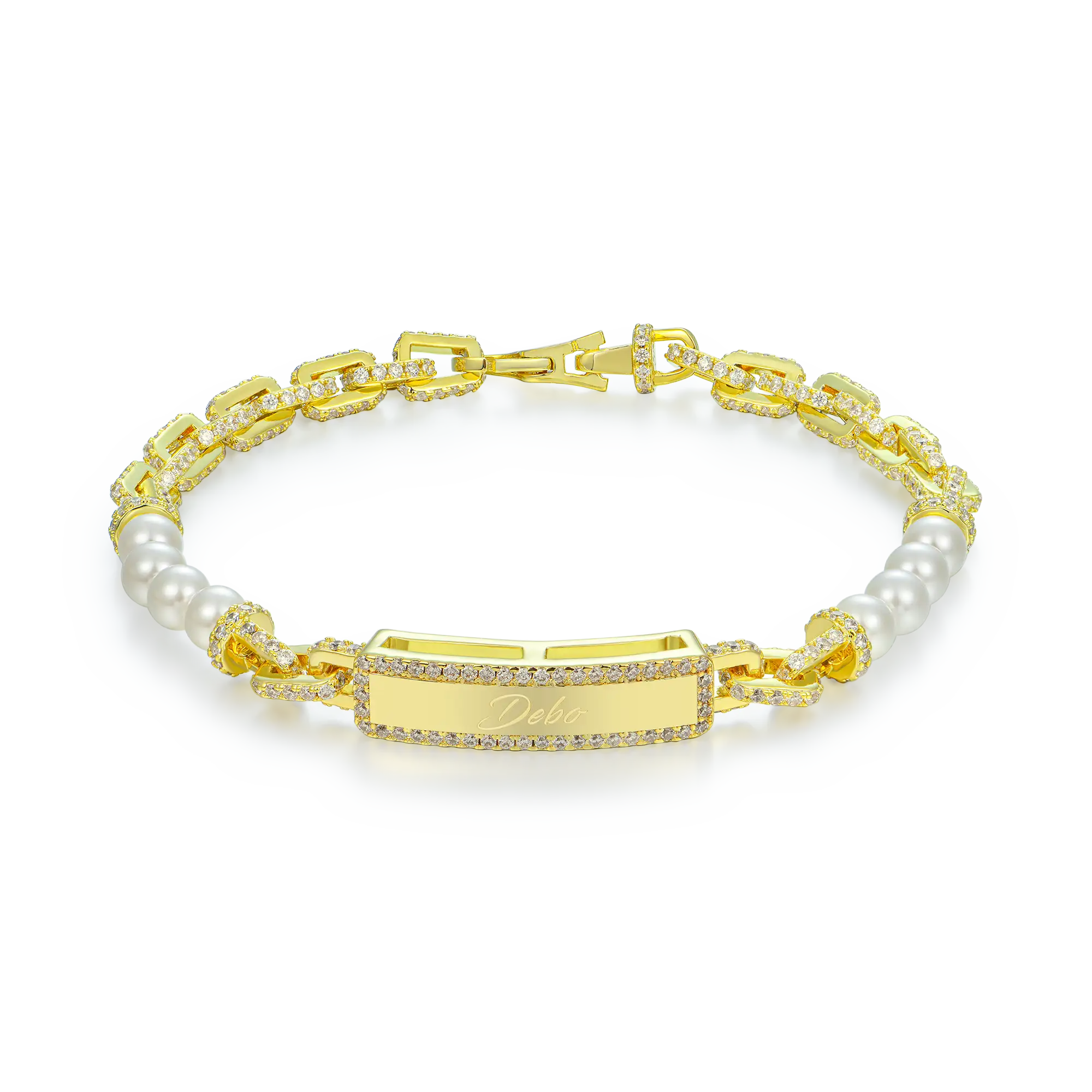 Custom Pearl Name Tag Bracelet - 5mm - Image 18