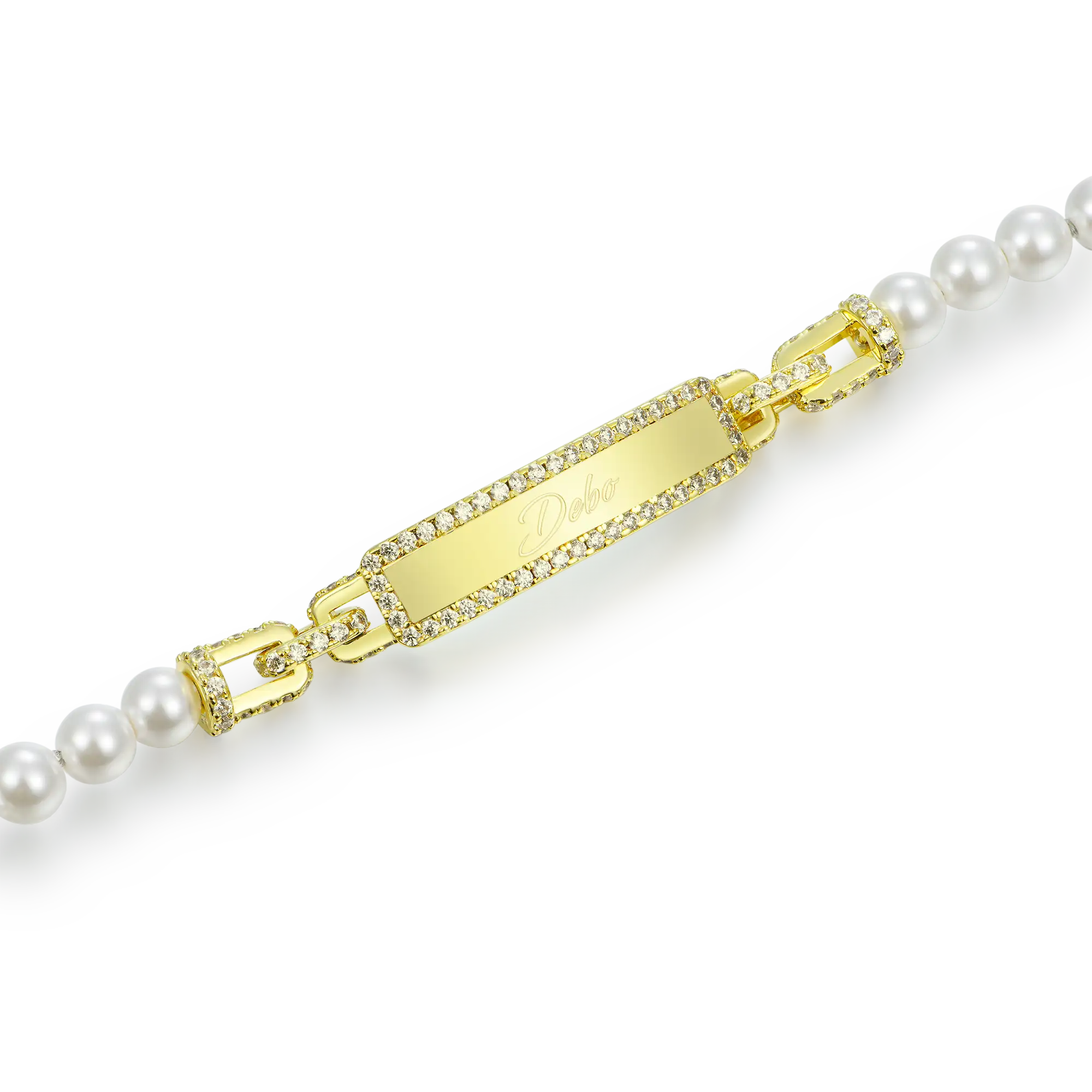 Custom Pearl Name Tag Bracelet - 5mm - Image 19