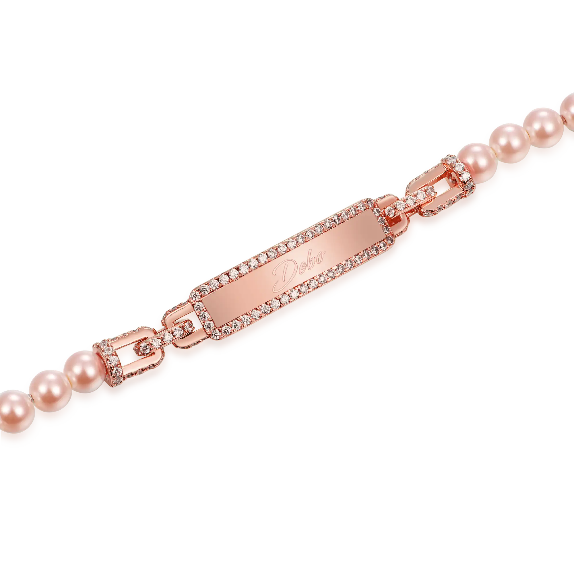 Custom Pearl Name Tag Bracelet - 5mm - Image 4