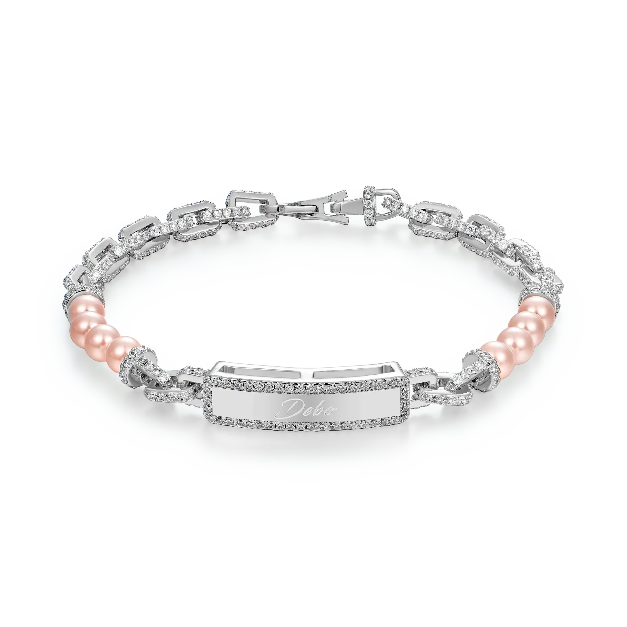 Custom Pearl Name Tag Bracelet - 5mm - Image 6