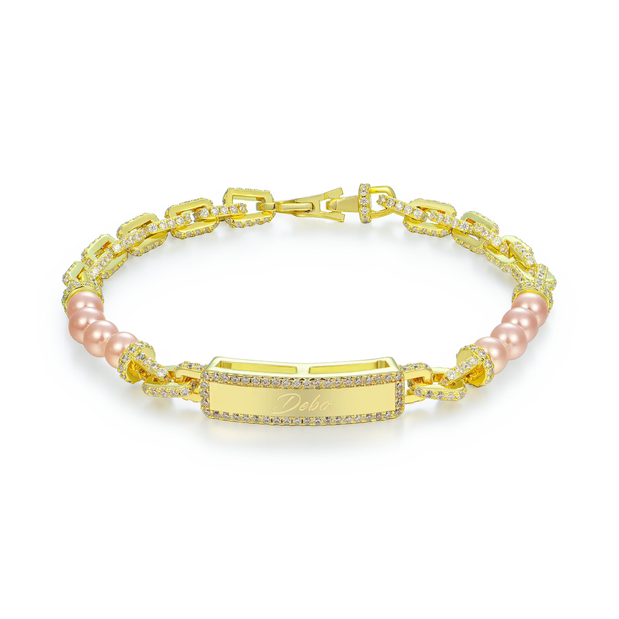 Custom Pearl Name Tag Bracelet - 5mm - Image 9