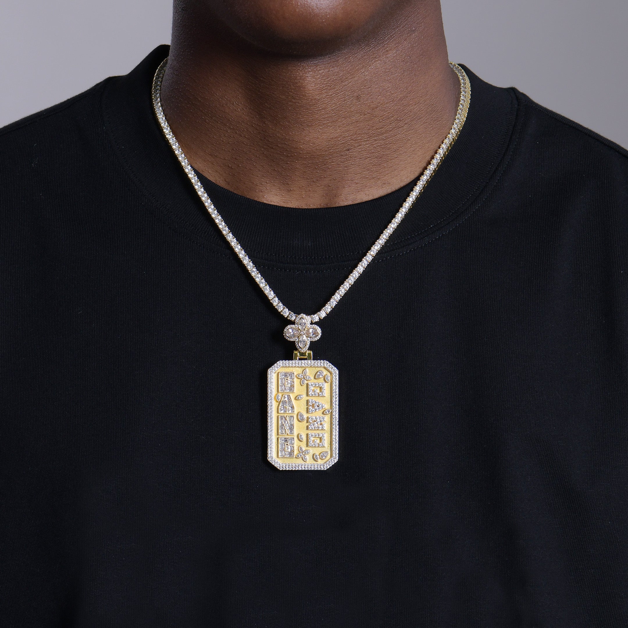 Custom Special Cut Letter Square Pendant - Image 2