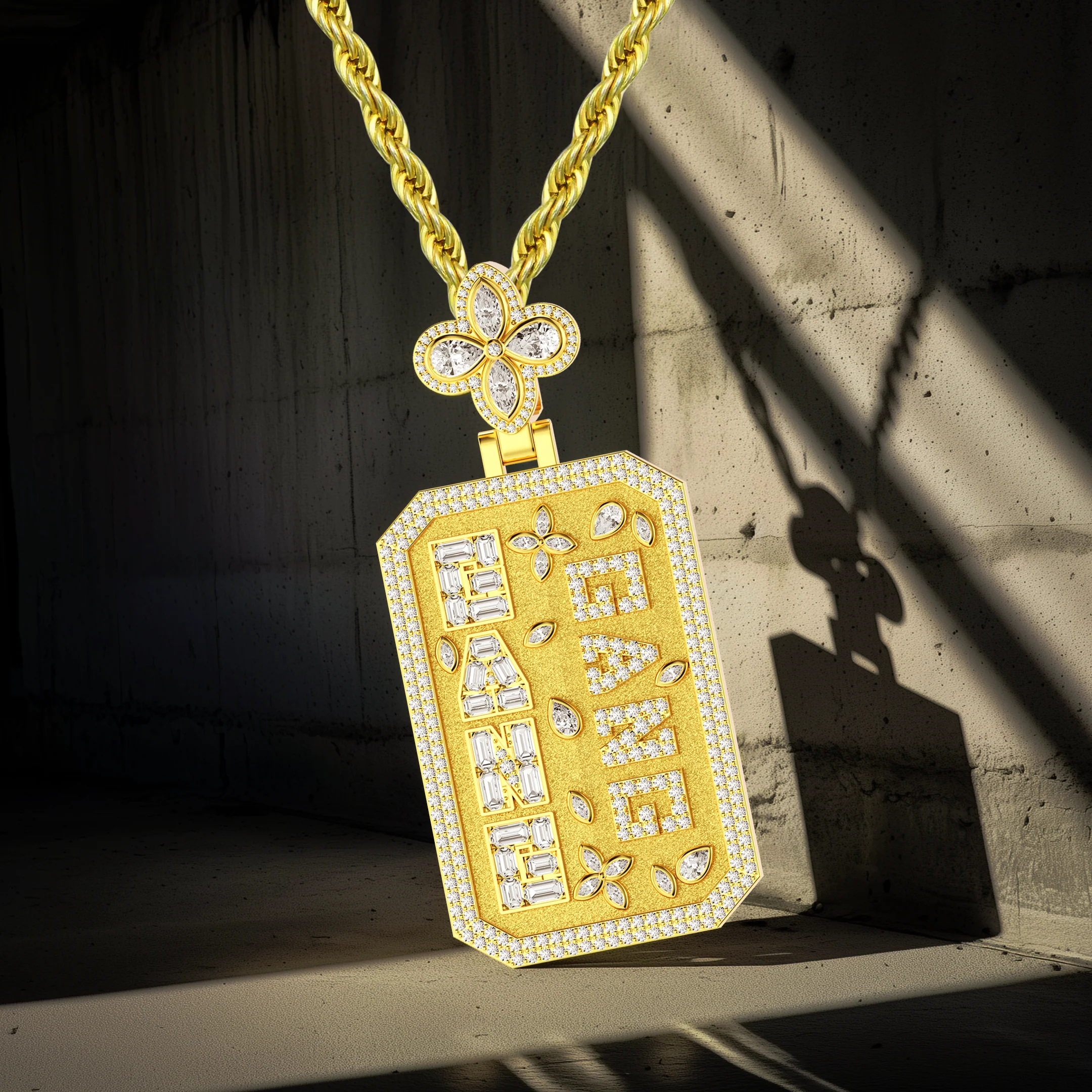 Custom Special Cut Letter Square Pendant - Image 7