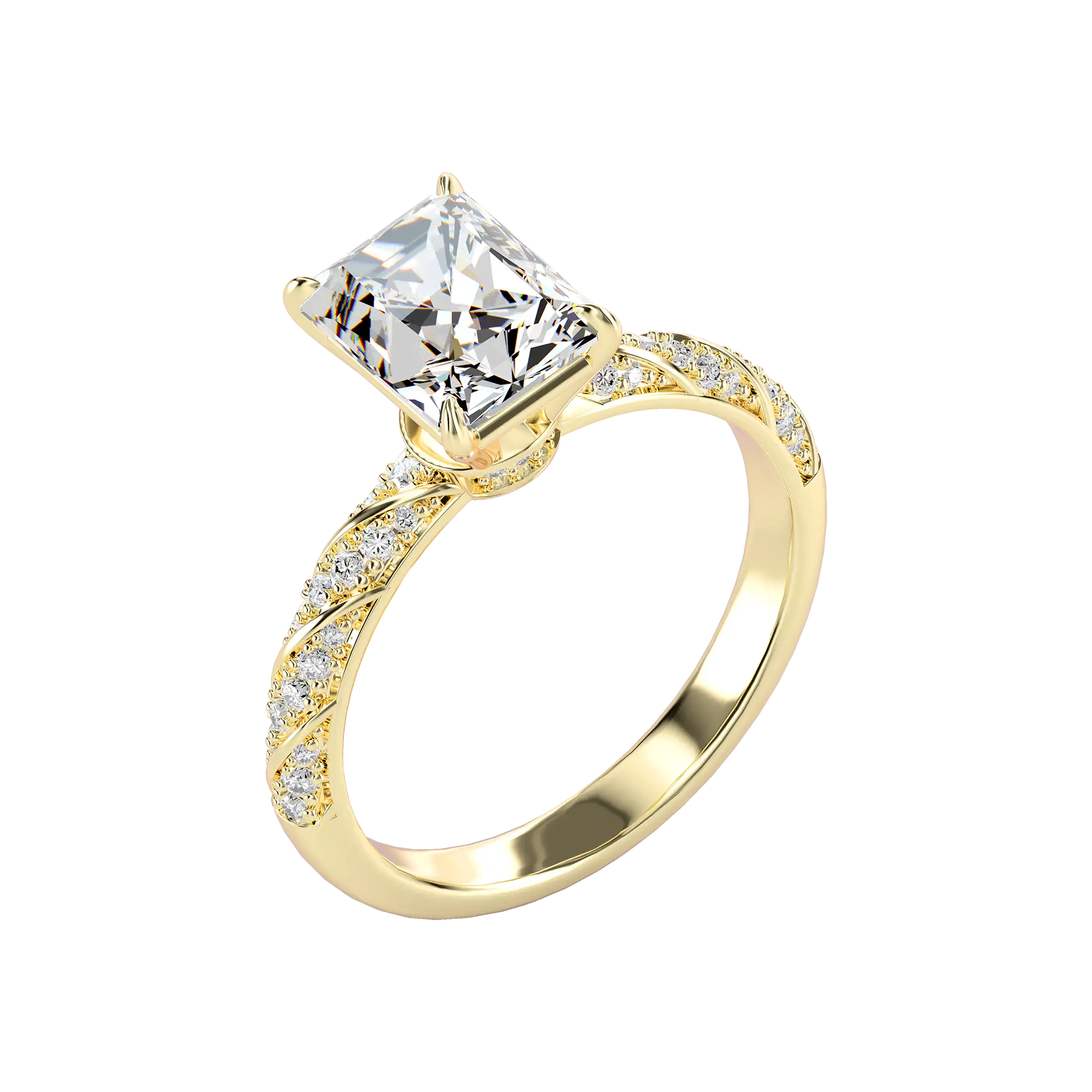 Emerald Cut Diamond Rope Engagement Ring