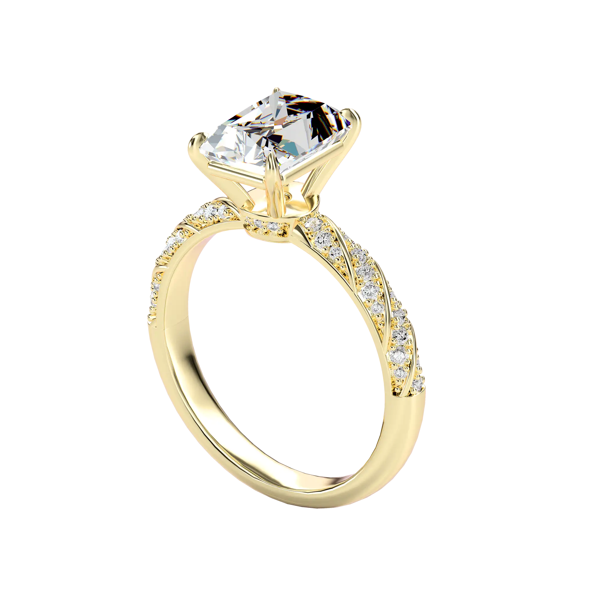 Emerald Cut Diamond Rope Engagement Ring - Image 2