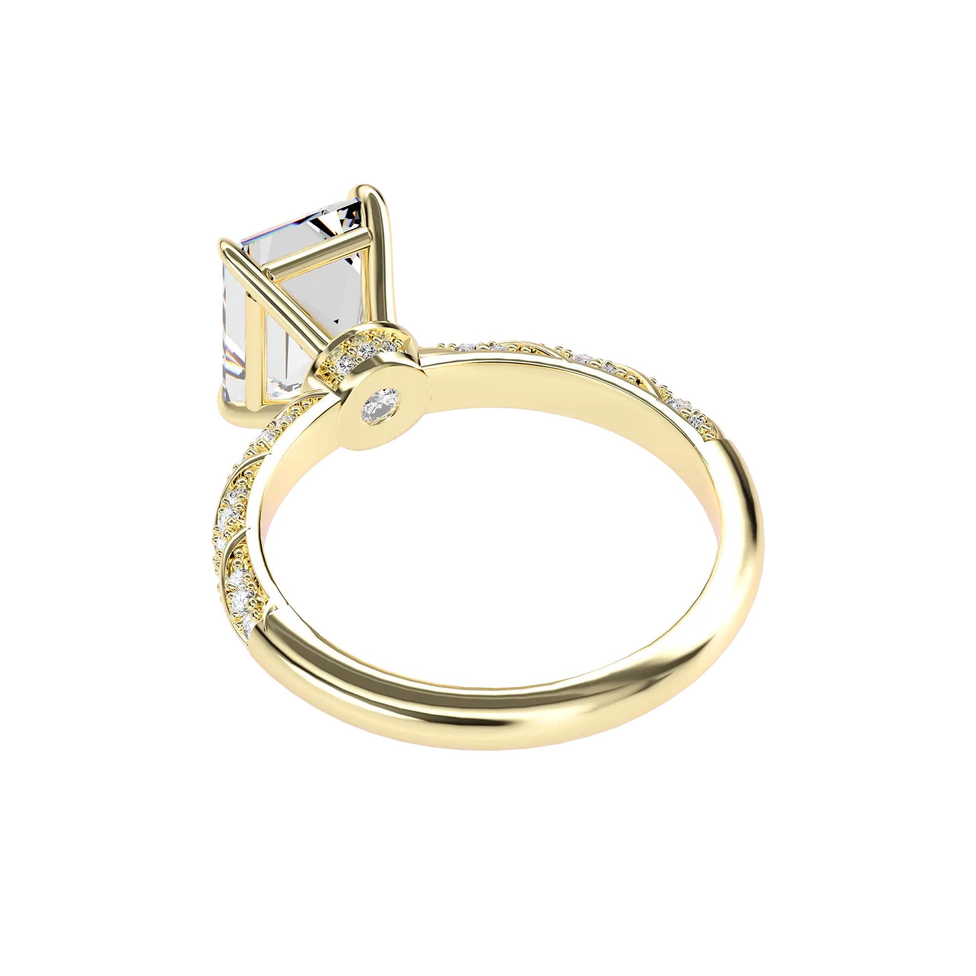 Emerald Cut Diamond Rope Engagement Ring - Image 3
