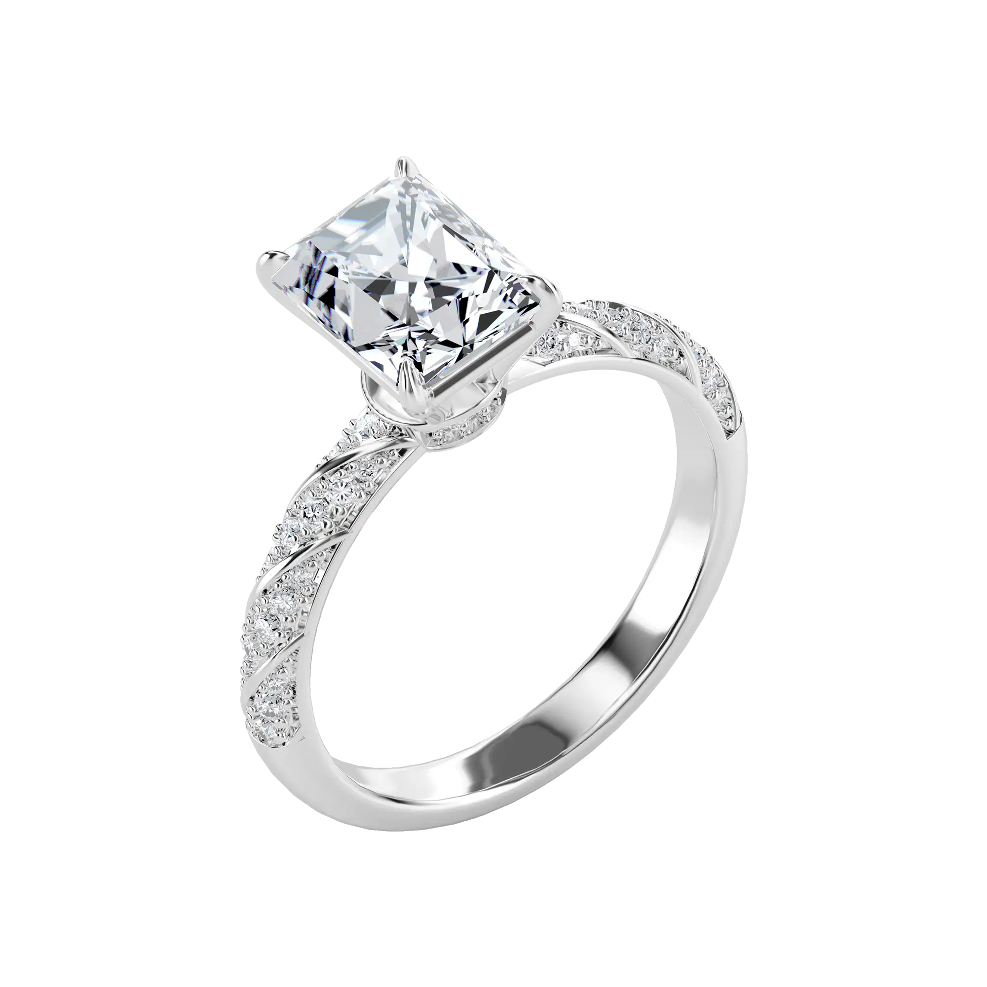 Emerald Cut Diamond Rope Engagement Ring - Image 4