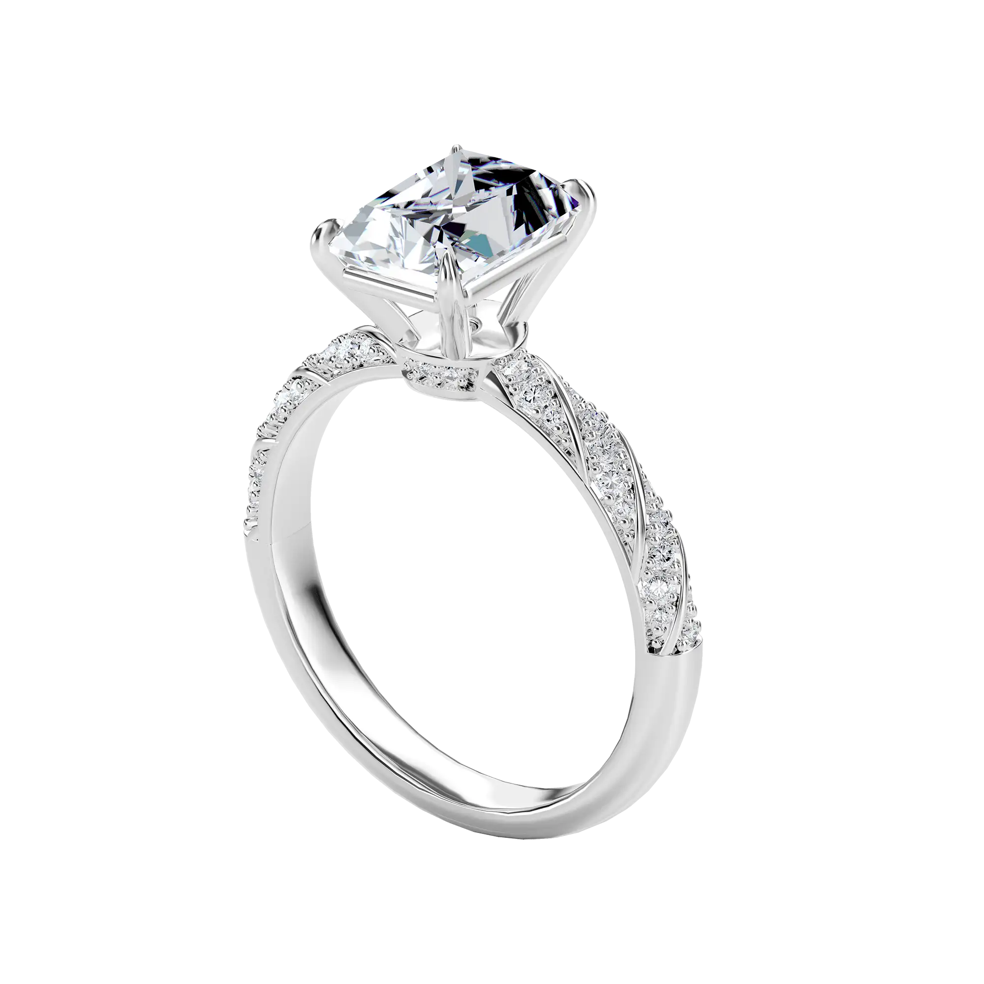 Emerald Cut Diamond Rope Engagement Ring - Image 5