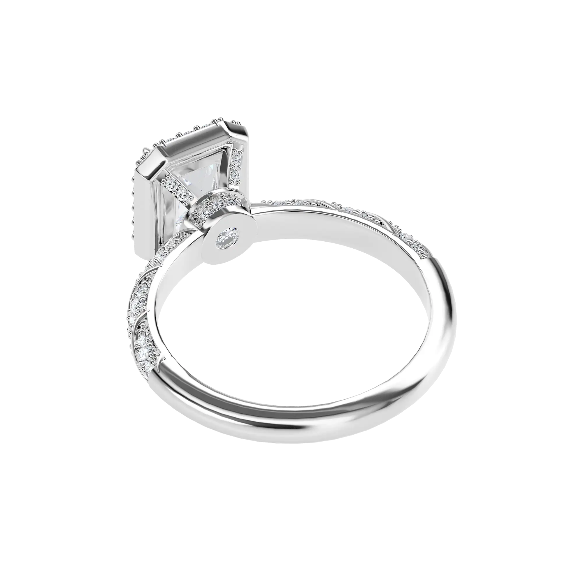 Emerald Cut Halo Diamond Rope Engagement Ring Custom - Image 6