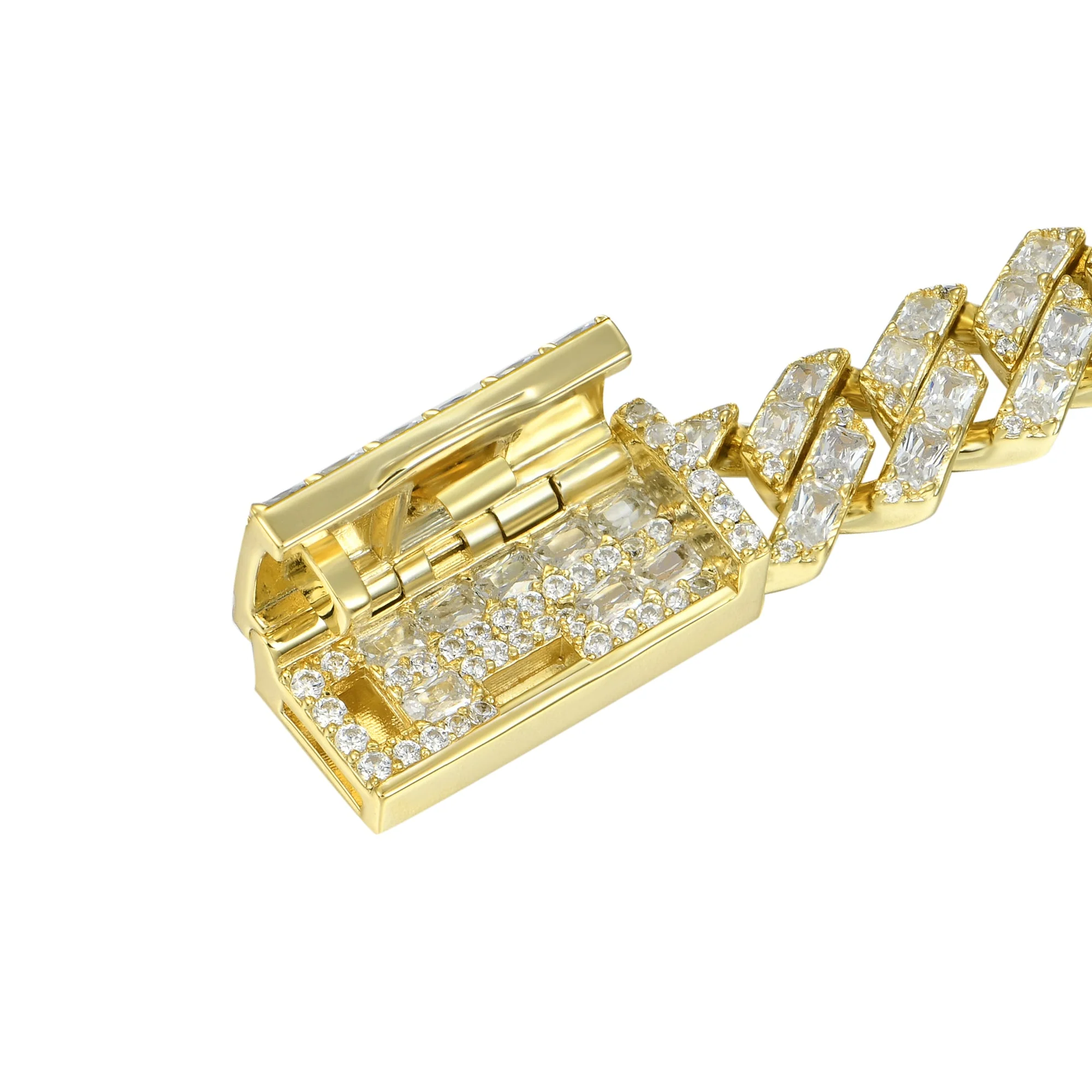 Emerald Cut Prong Cuban Link Chain - 10mm - Image 12