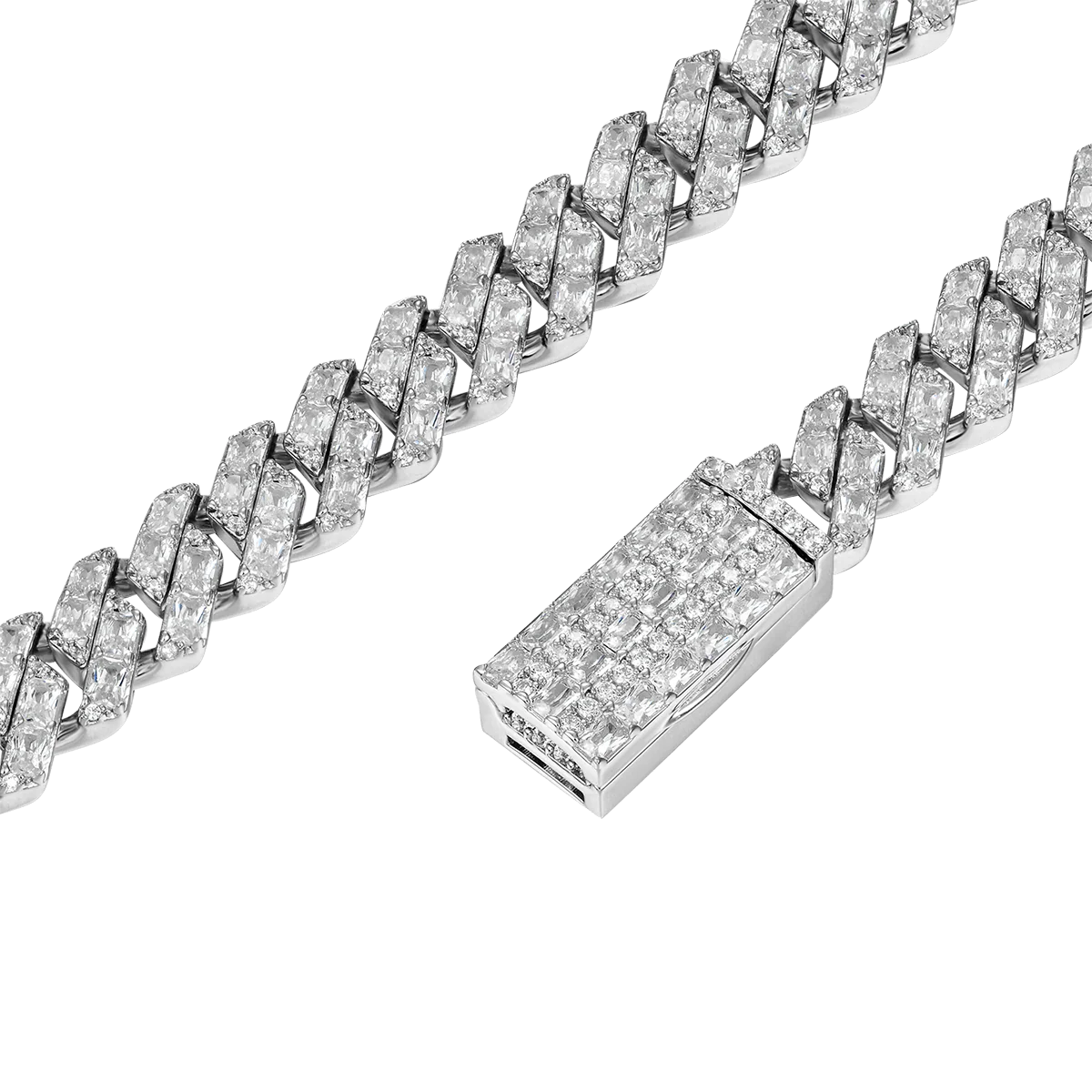 Emerald Cut Prong Cuban Link Chain - 10mm - Image 3