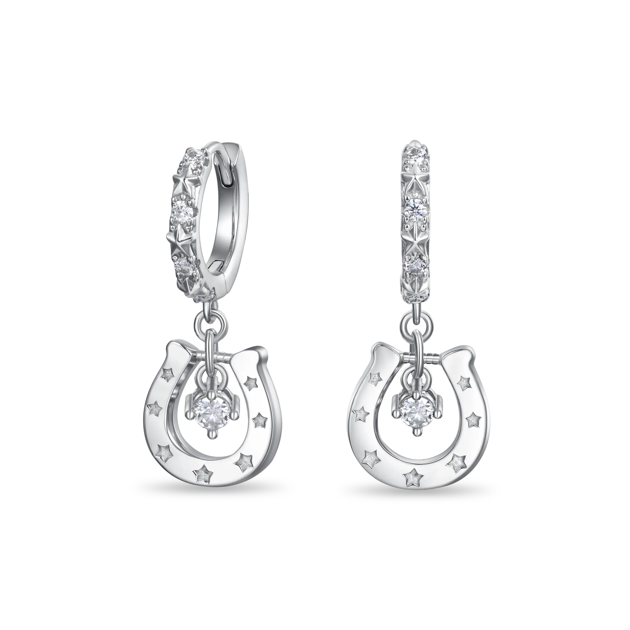 Moissanite S925 Flashing Horseshoe Dangly Earring