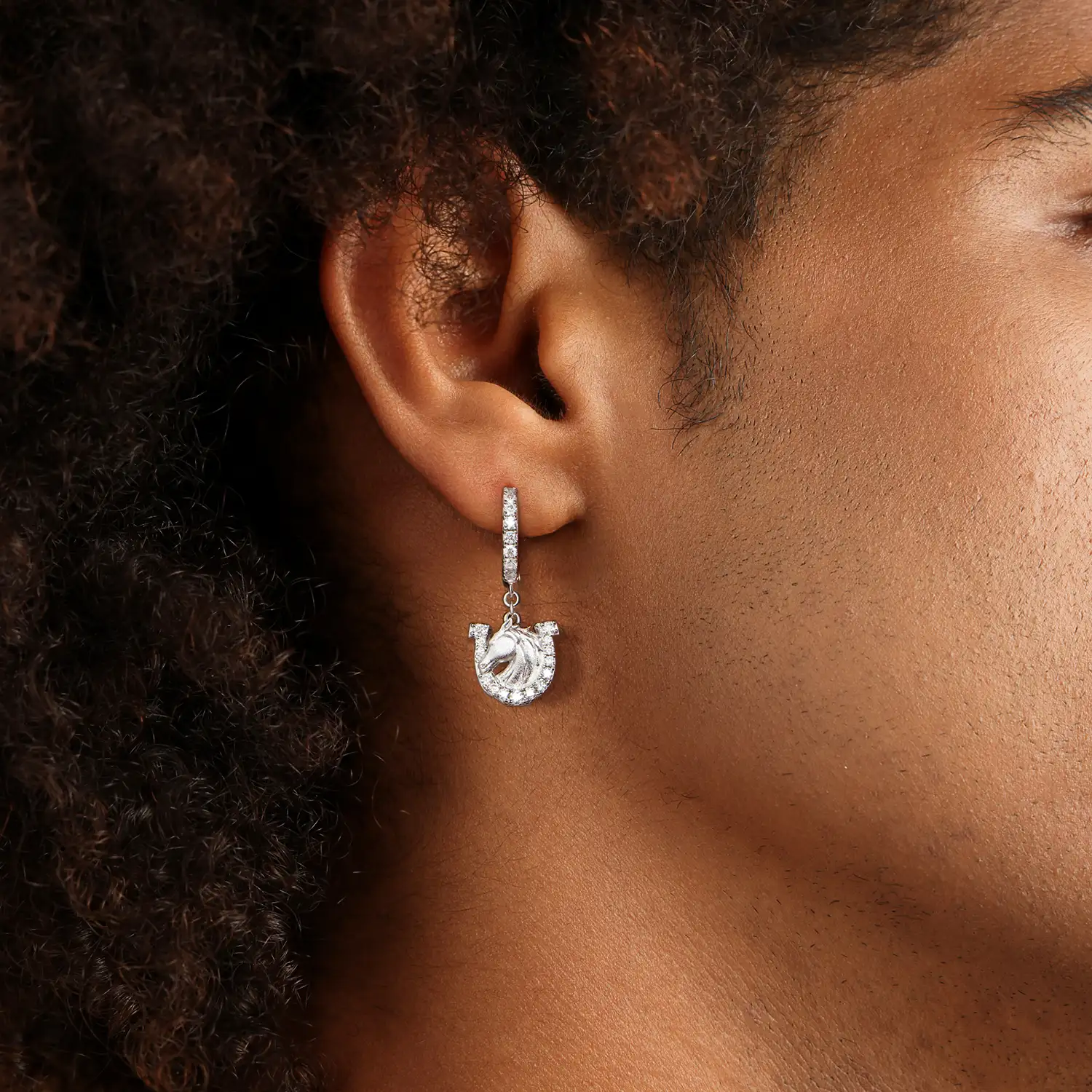 Moissanite S925 Horseshoe Dangling Earrings - Image 2