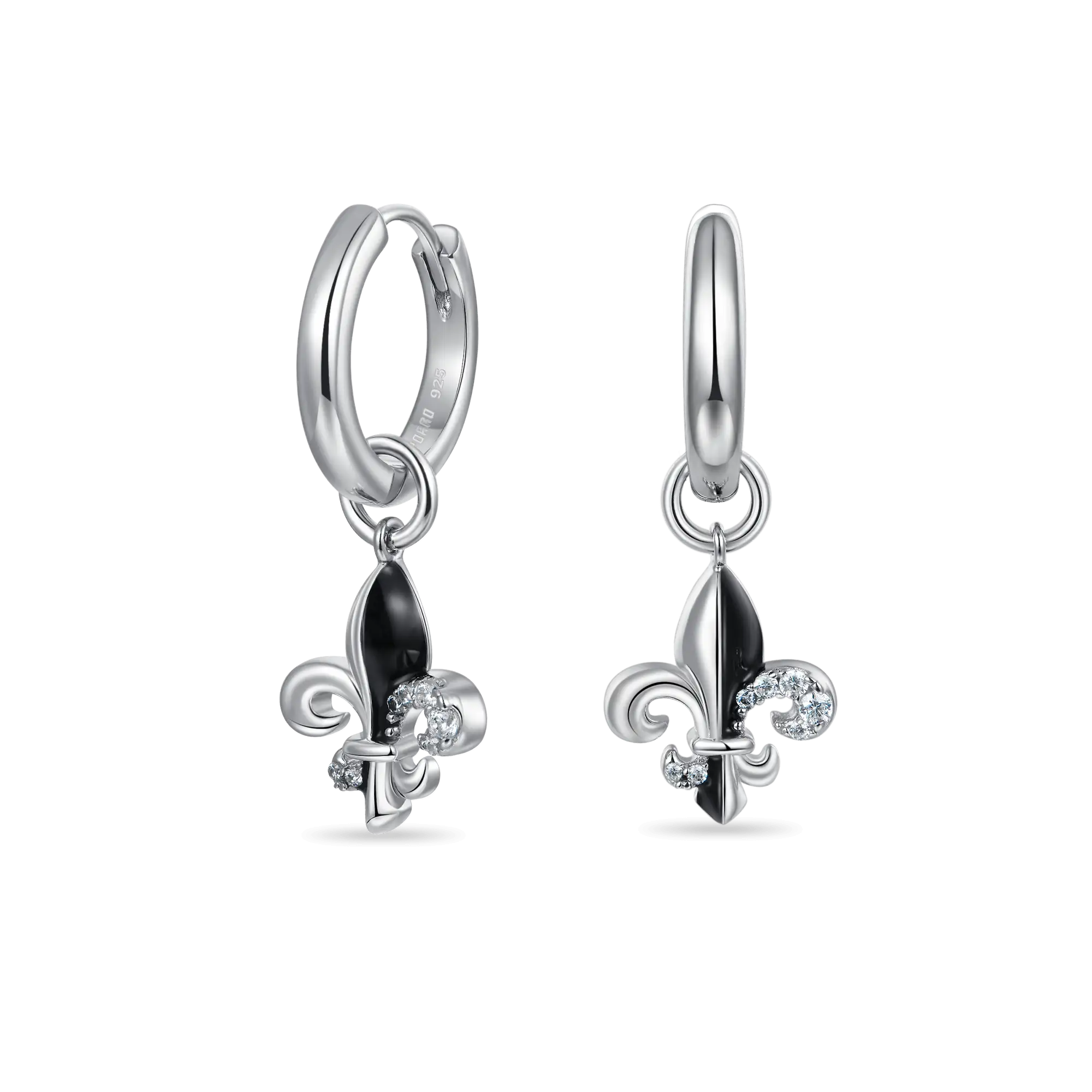 S925 Knight Fleur de lis Dangly Earrings - Pair