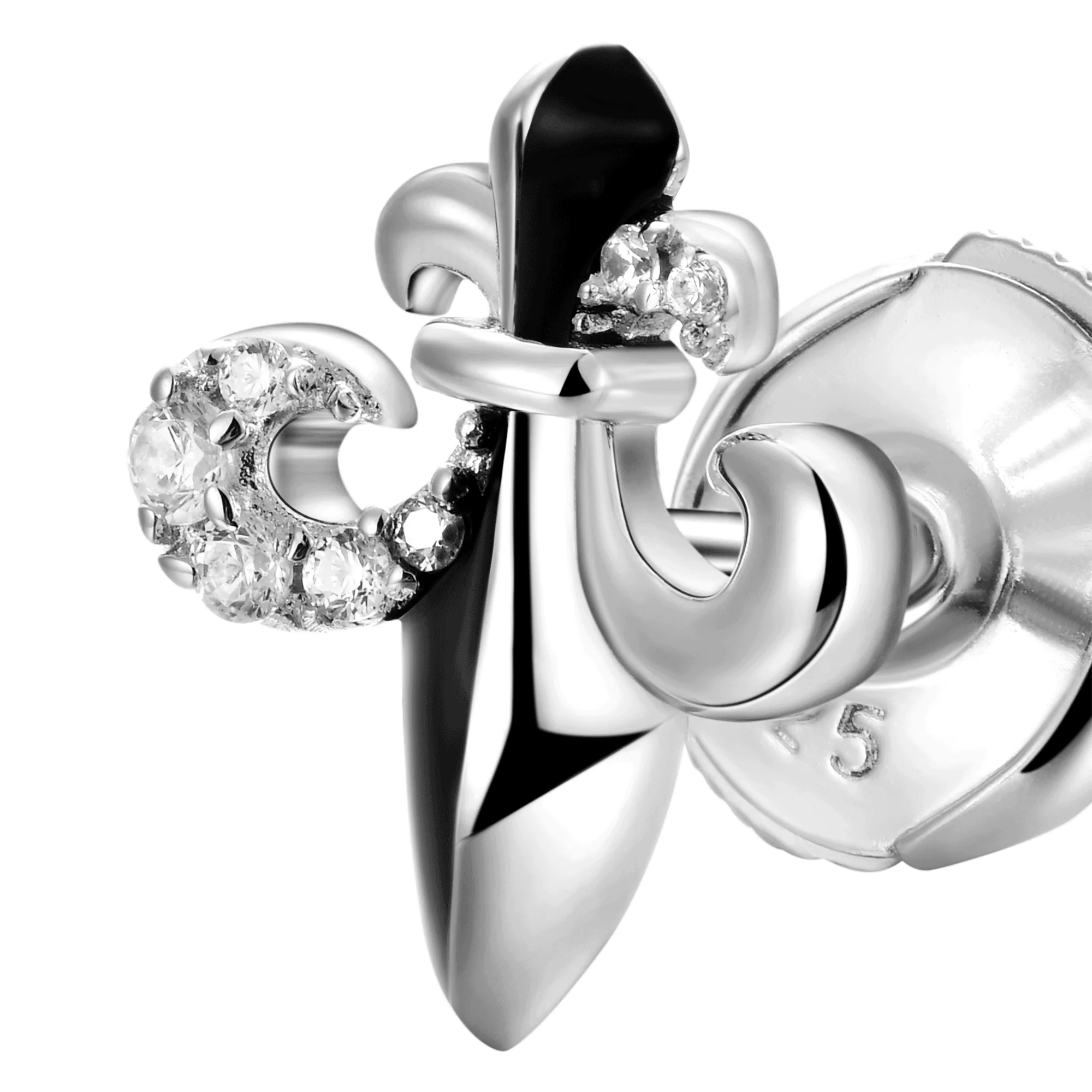 Single Fleur de lis Stud Earring - Image 3