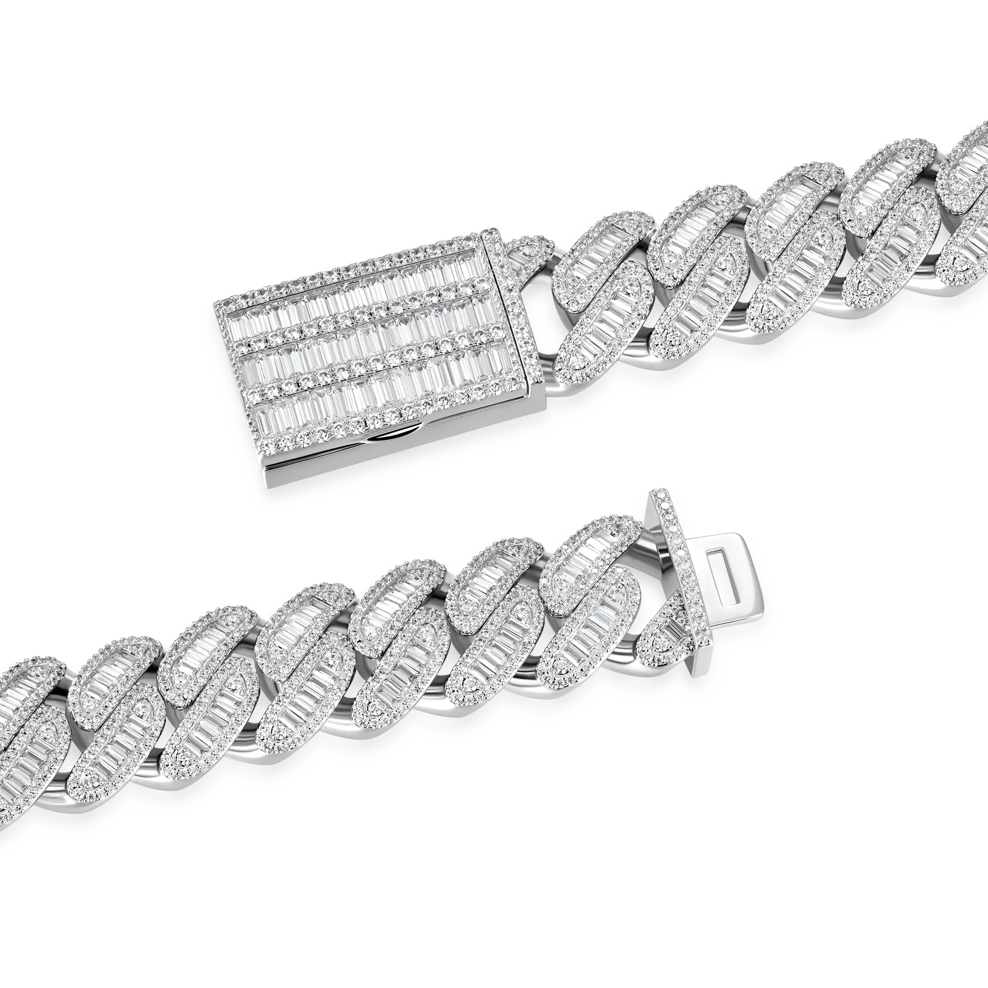 Halo Baguette Cut Cuban Link Chain - Image 10