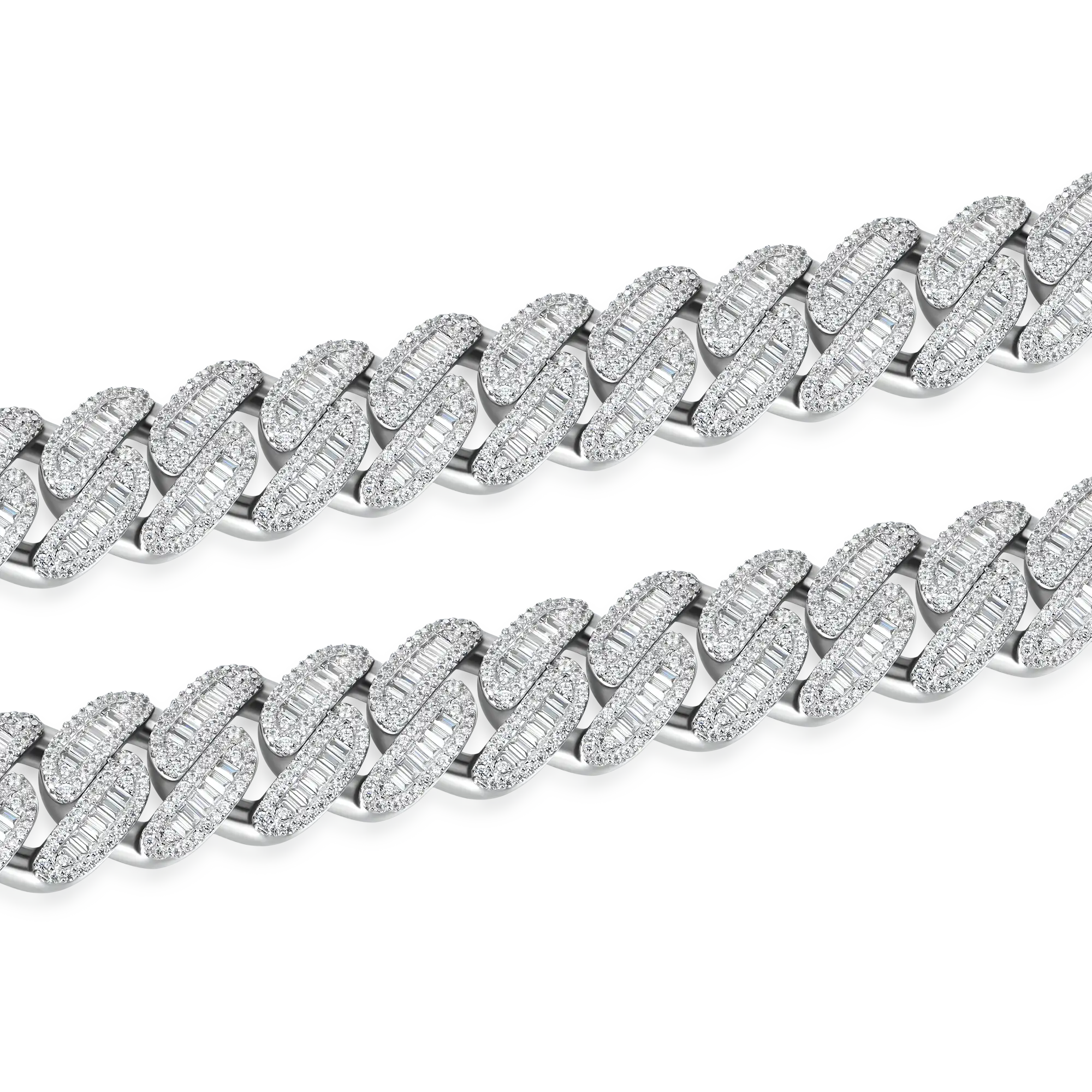 Halo Baguette Cut Cuban Link Chain - Image 3
