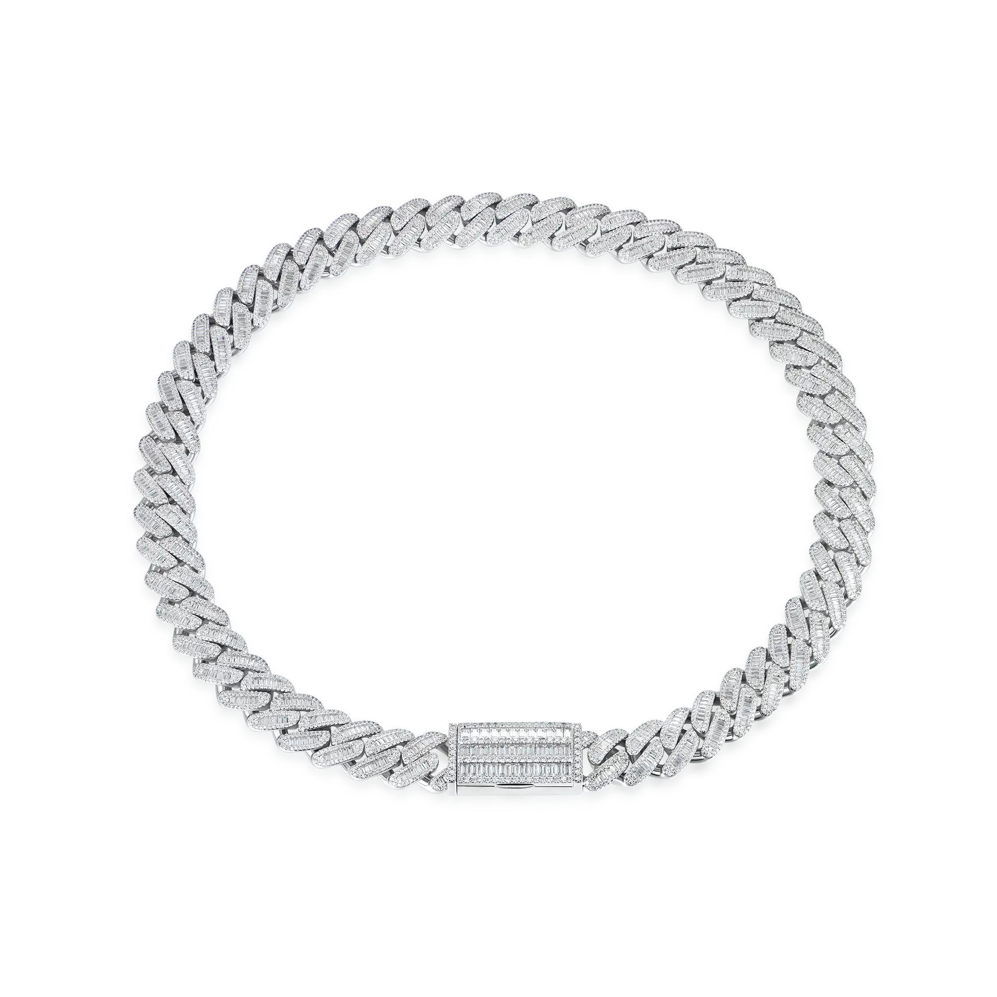 Halo Baguette Cut Cuban Link Chain - Image 4