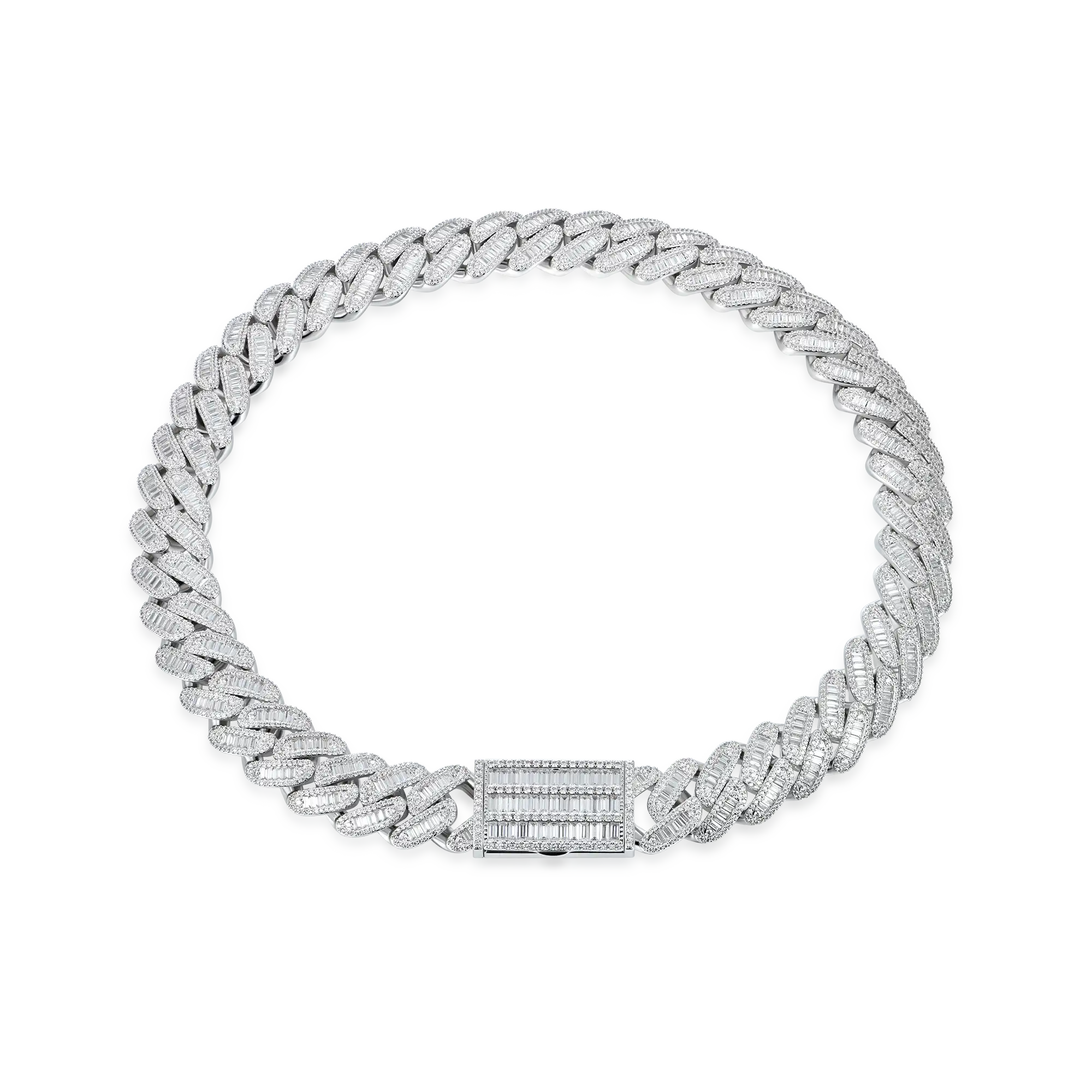 Halo Baguette Cut Cuban Link Chain - Image 9