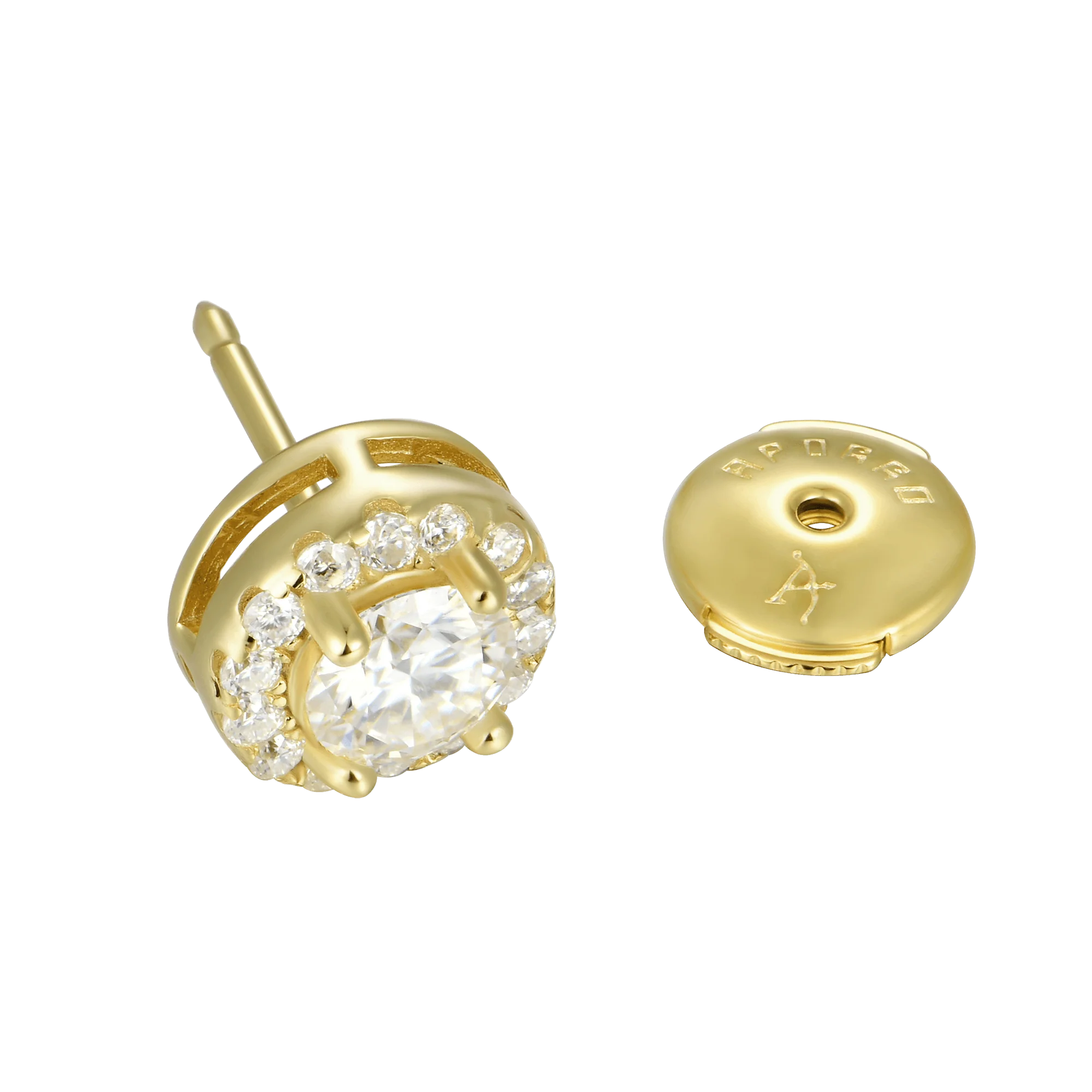 Halo Round Cut Moissanite Stud Earring - Image 12