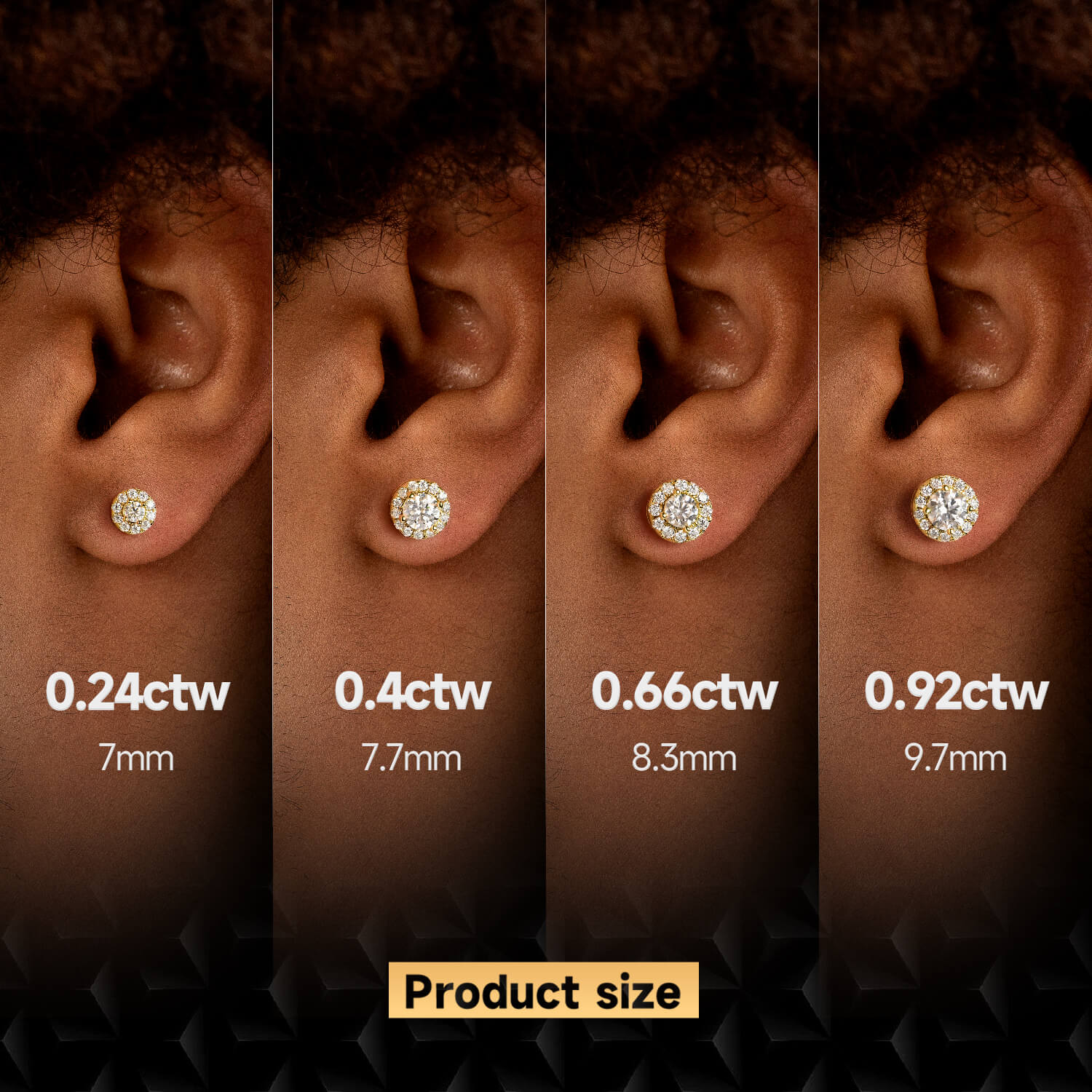 Halo Round Cut Moissanite Stud Earring - Image 13