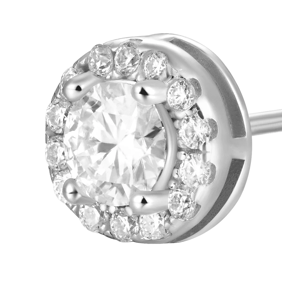 Halo Round Cut Moissanite Stud Earring - Image 4