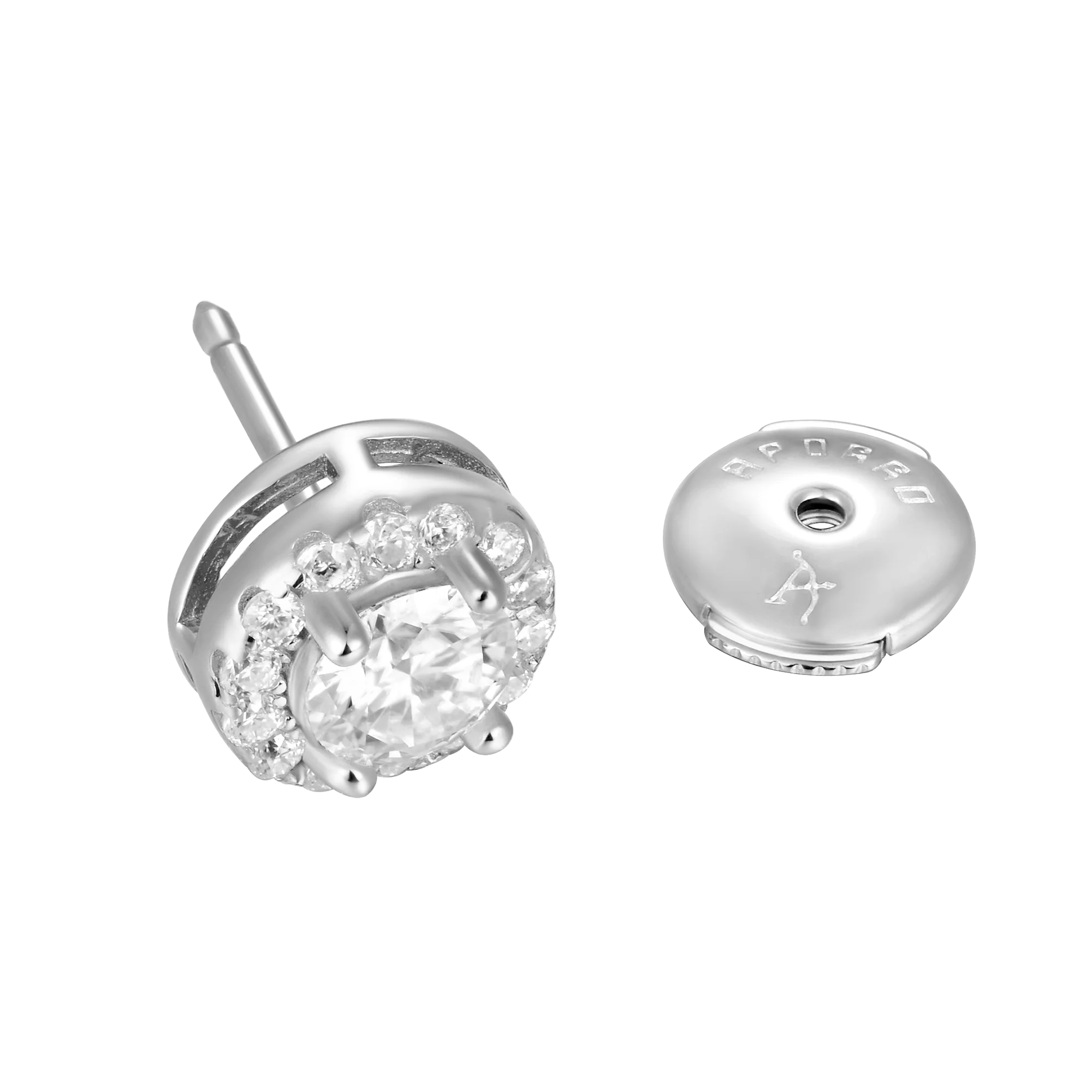 Halo Round Cut Moissanite Stud Earring - Image 6