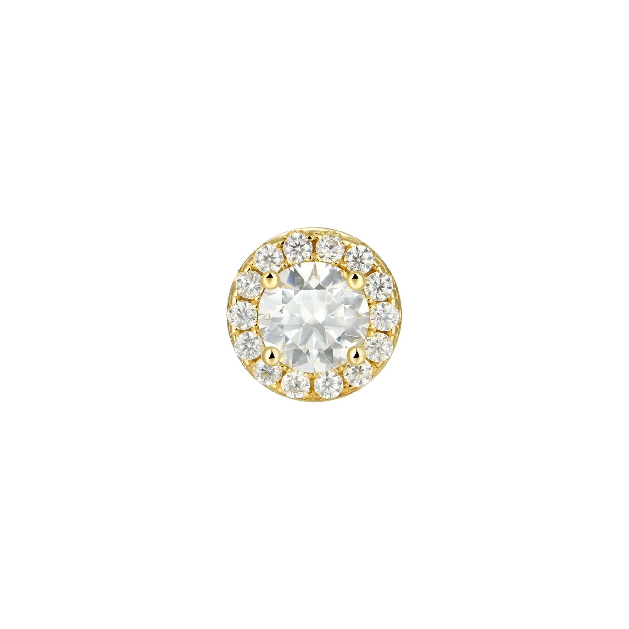 Halo Round Cut Moissanite Stud Earring - Image 9