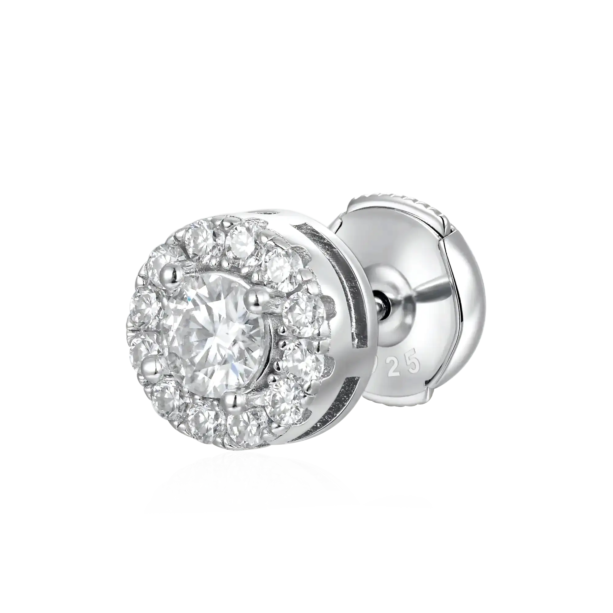 Moissanite S925 Halo Round Cut Stud Earring - Image 9