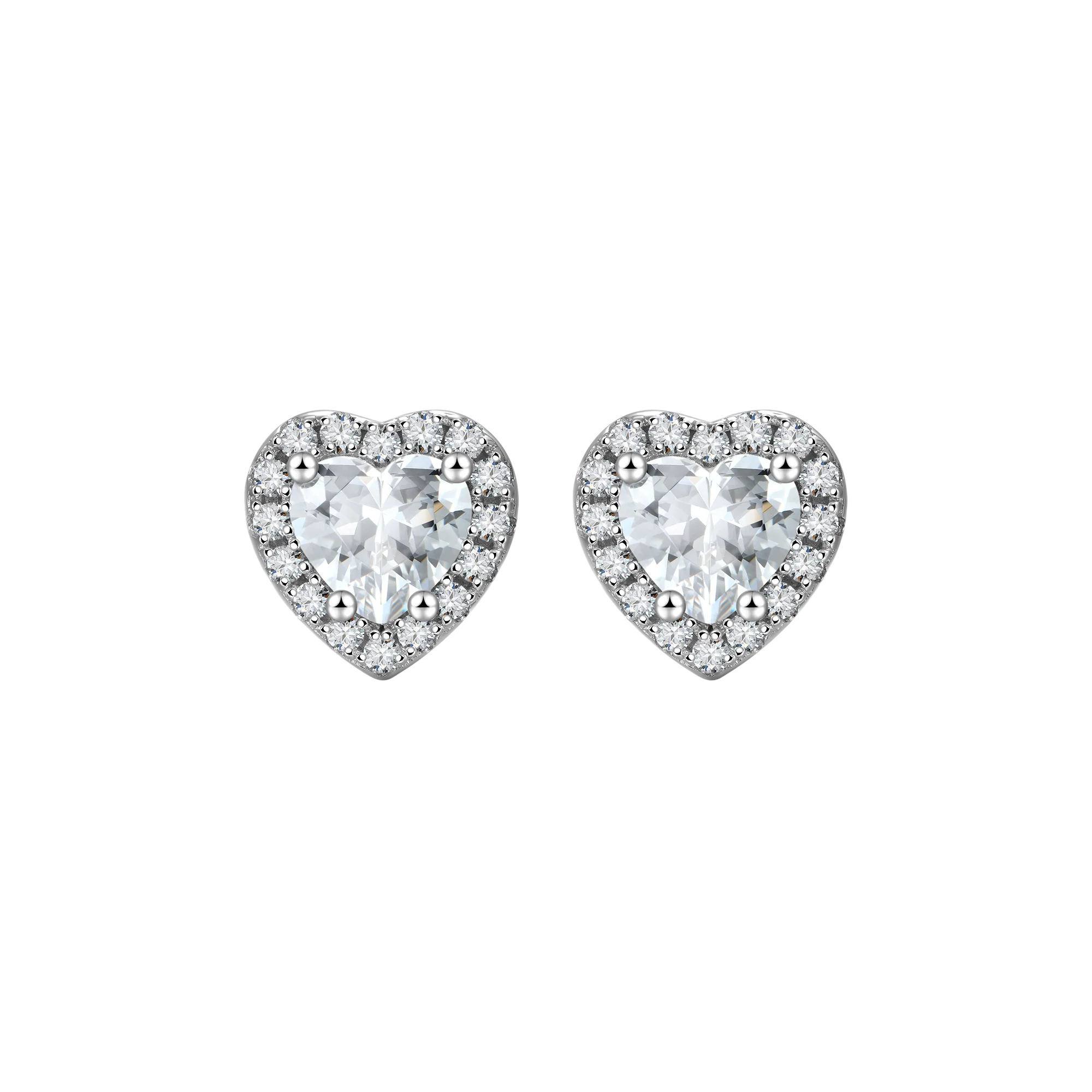 S925 Halo Heart Stud Earring