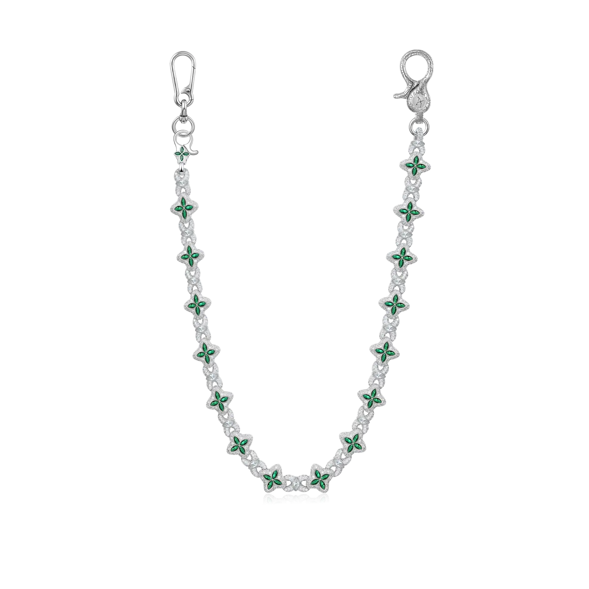 Iced Luminous Clover Necklace & Wallet Chain - Image 9