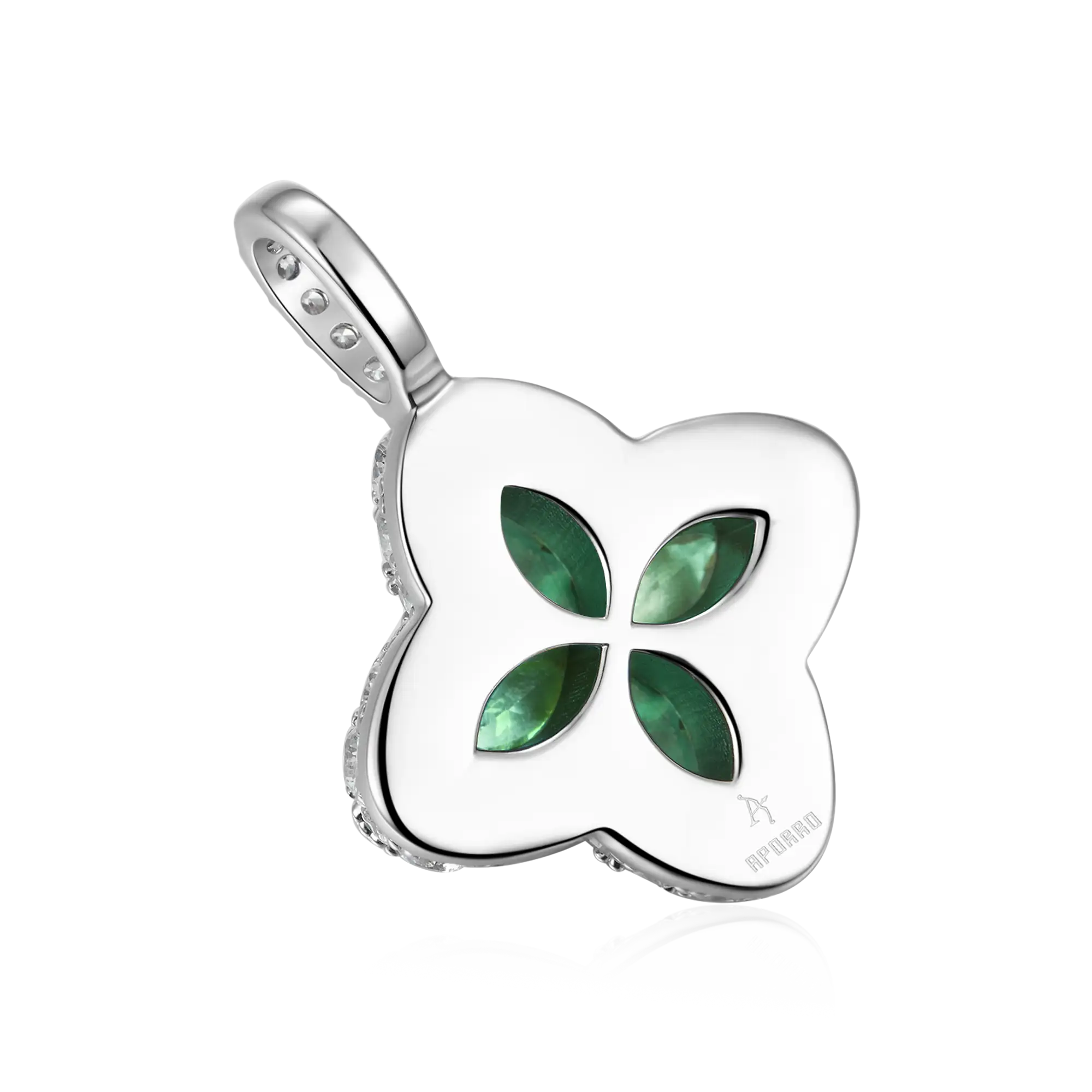 Iced Luminous Clover Pendant & Earring Set - Image 4