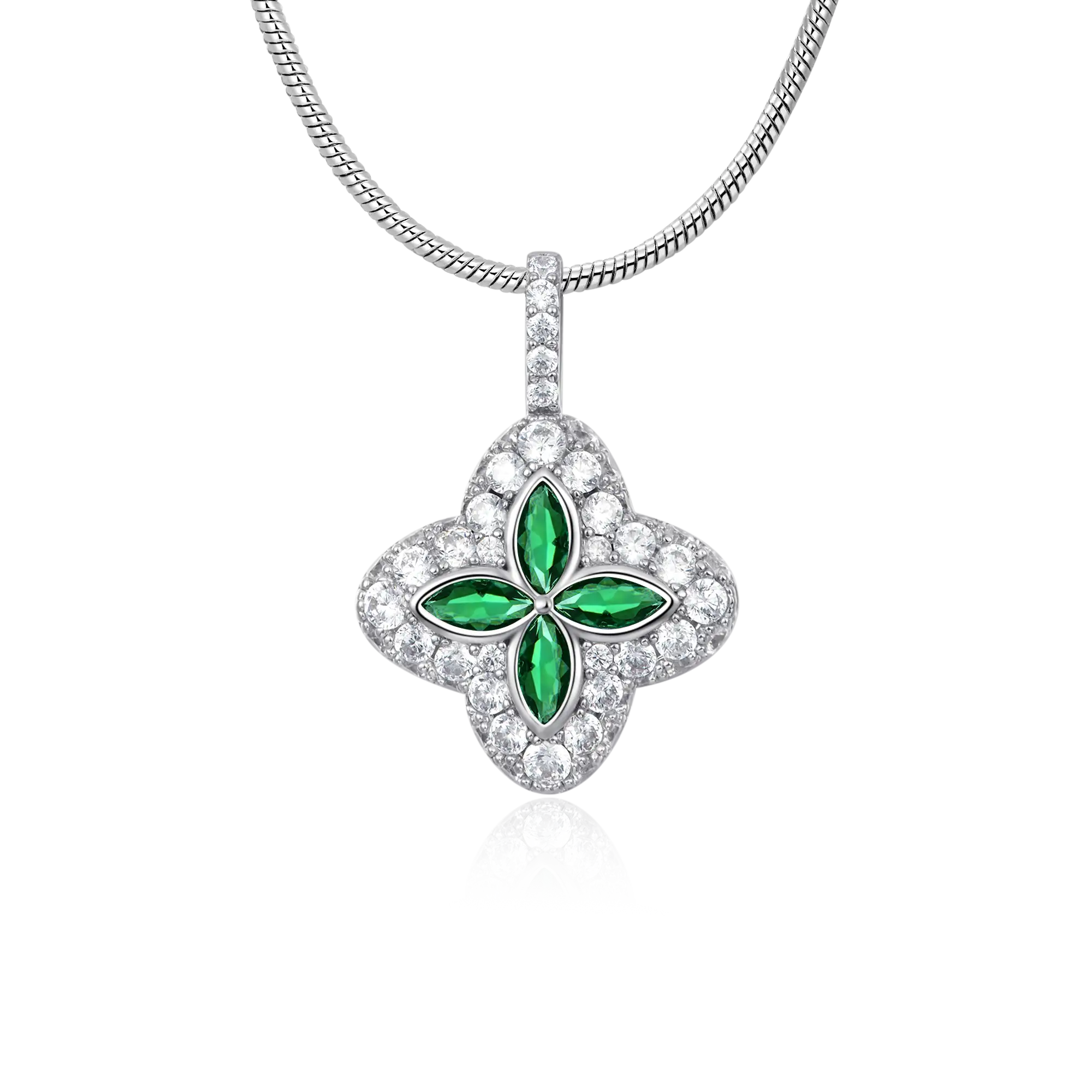 Iced Luminous Clover Pendant & Earring Set - Image 7
