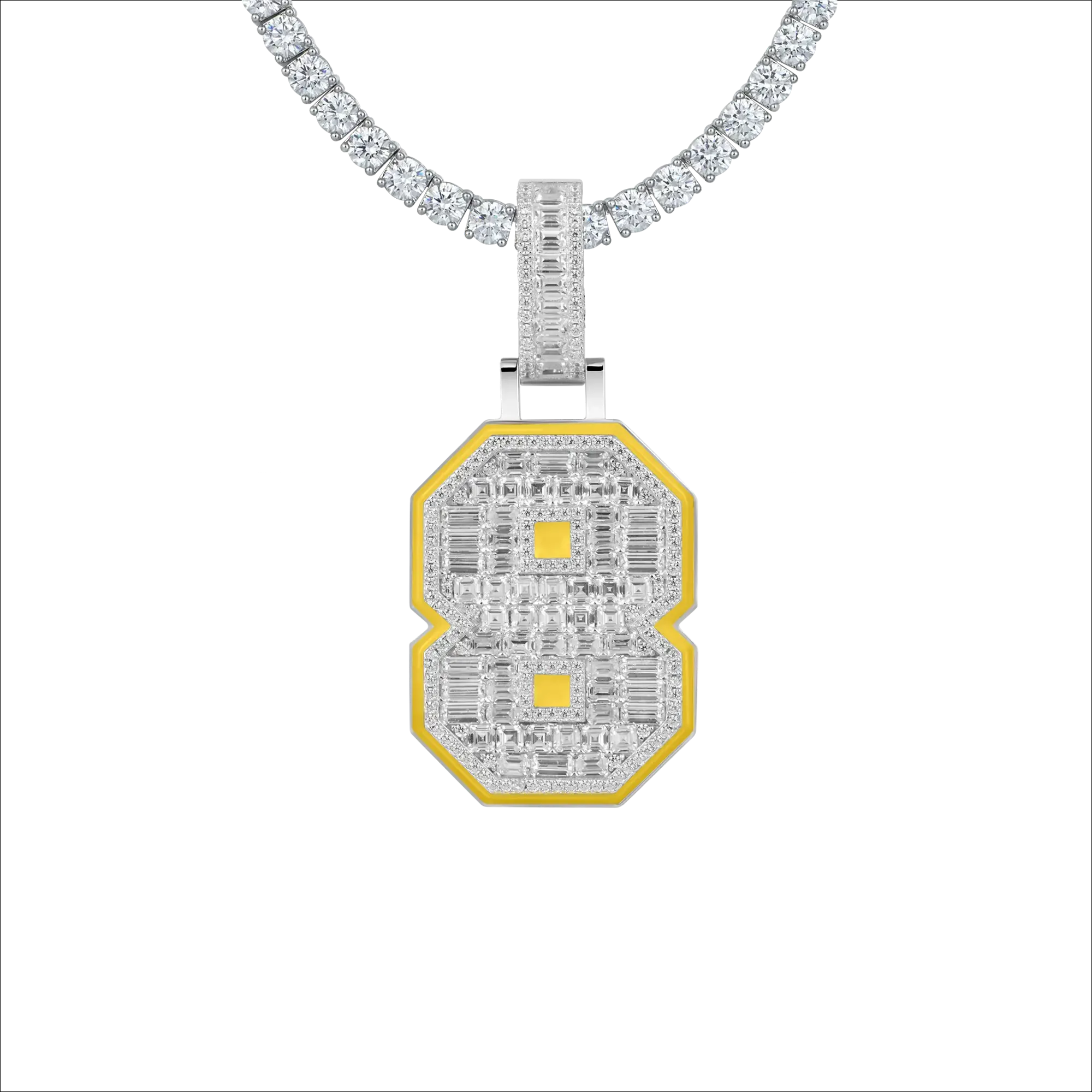 Custom Emerald Cut Moissanite University Font Letter/Number Pendant - Image 7