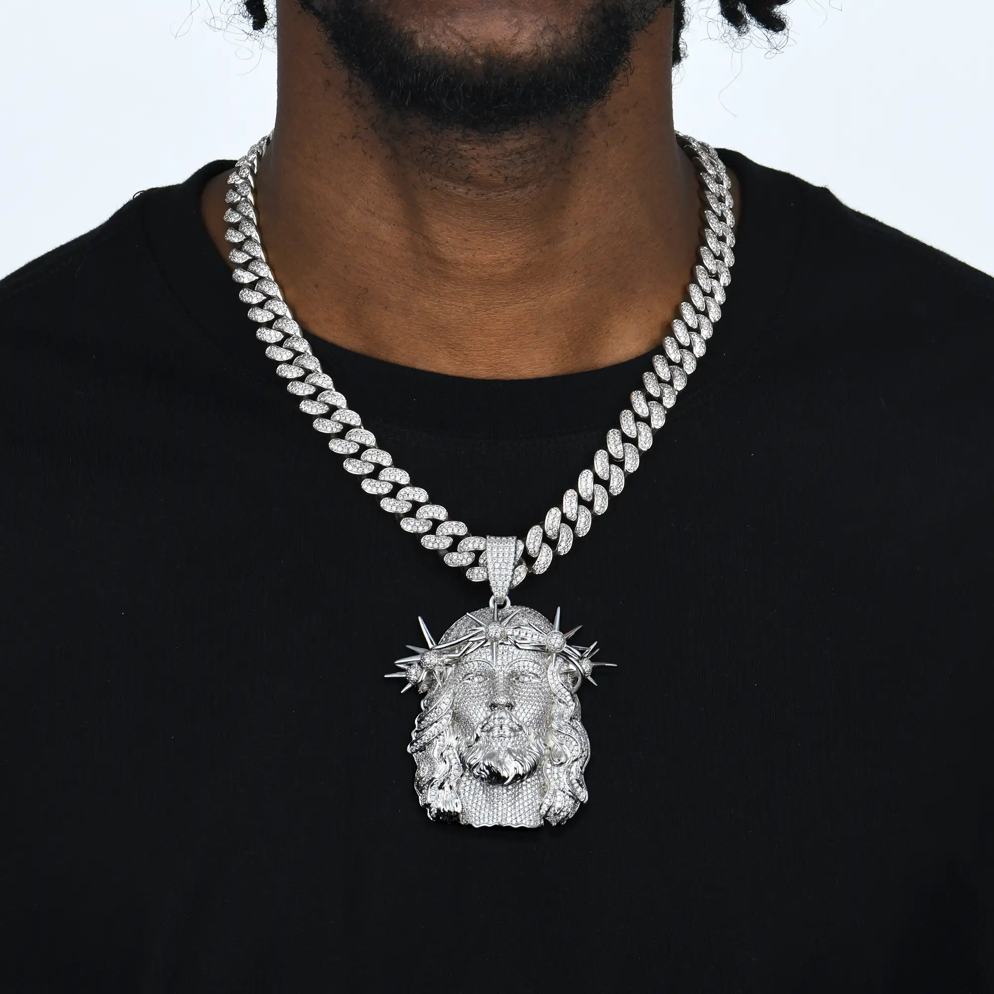 Jesus Piece Fully Iced Pendant - Large - Image 2