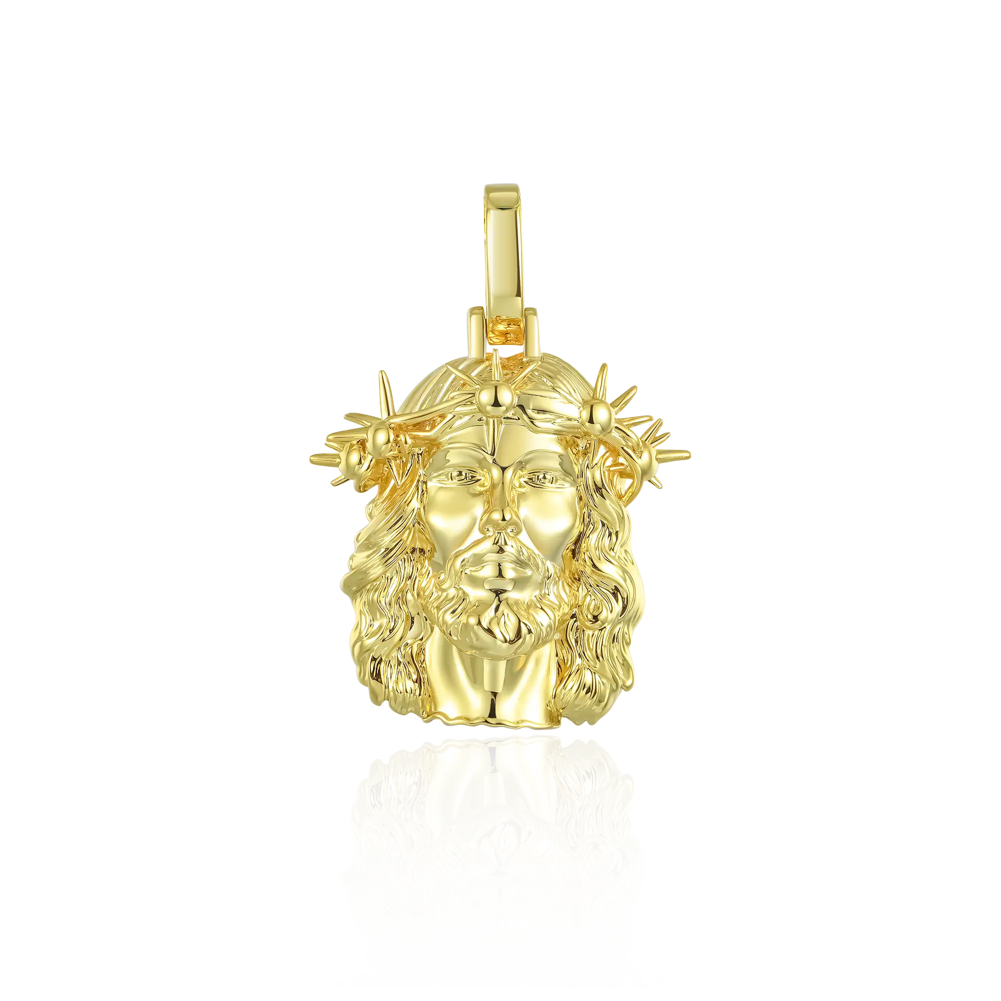 Jesus Piece Plain Gold Pendant - Micro - Image 3