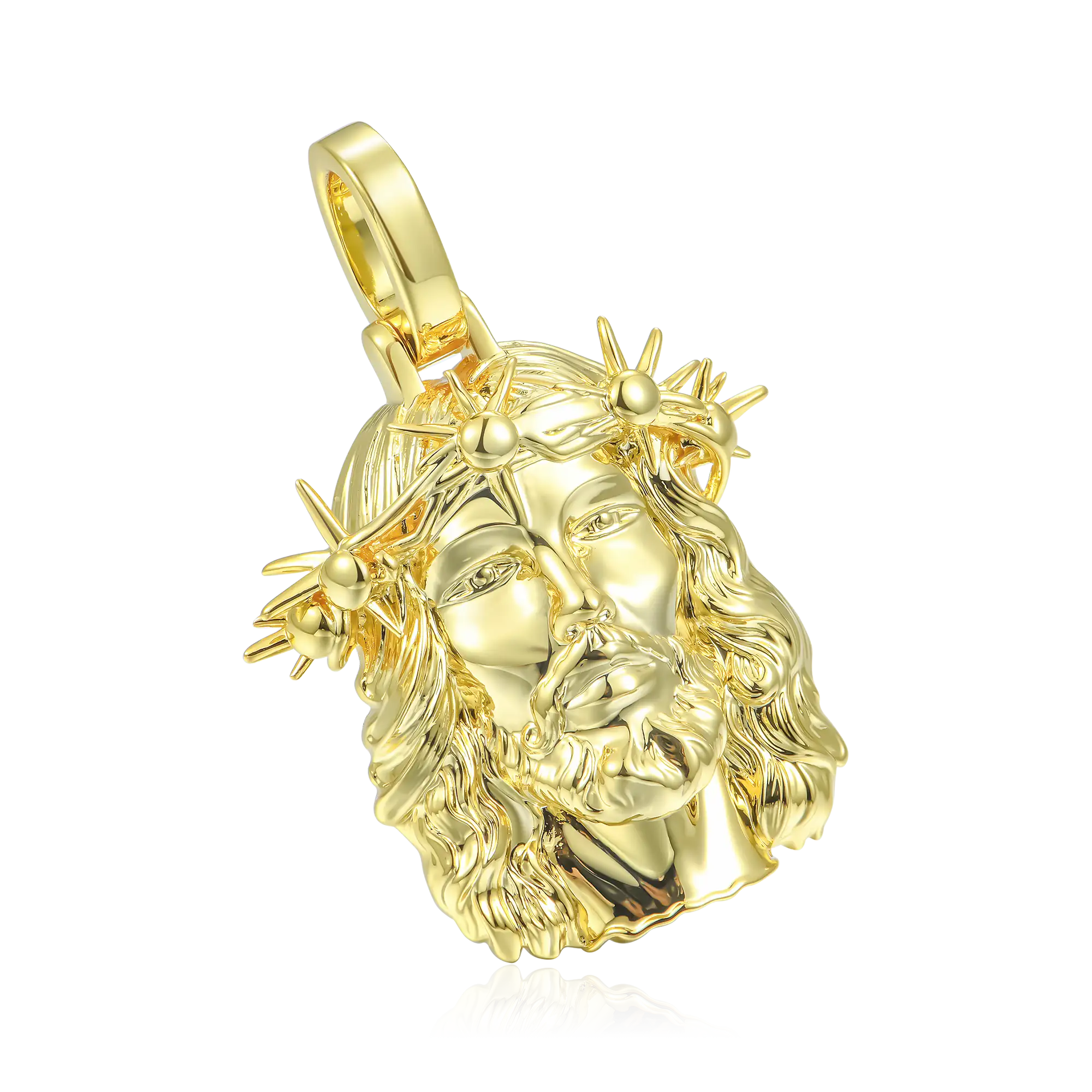 Jesus Piece Plain Gold Pendant - Micro - Image 4