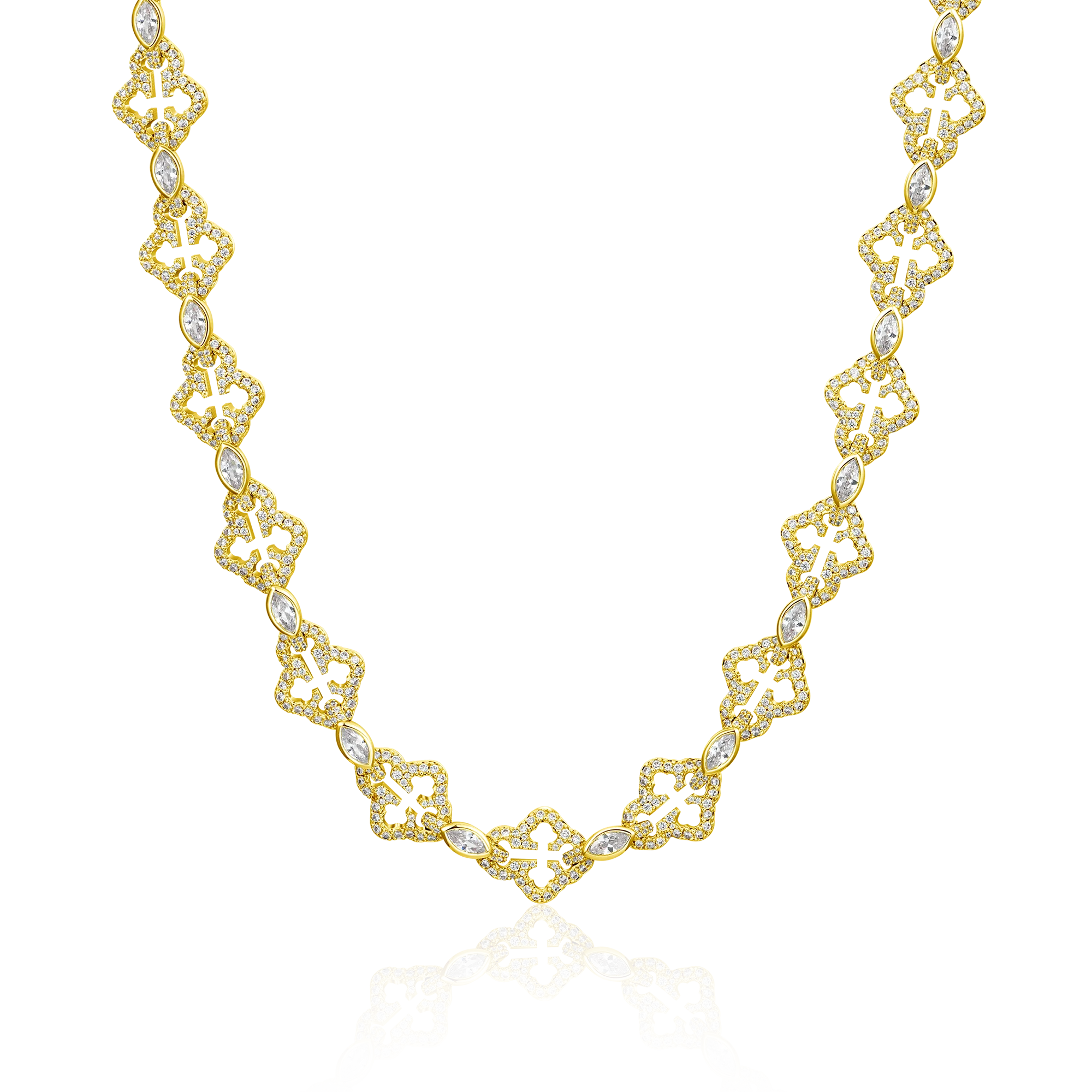 Marquise Cut Mix Bottoni Cross Link Chain - 12mm - Image 6