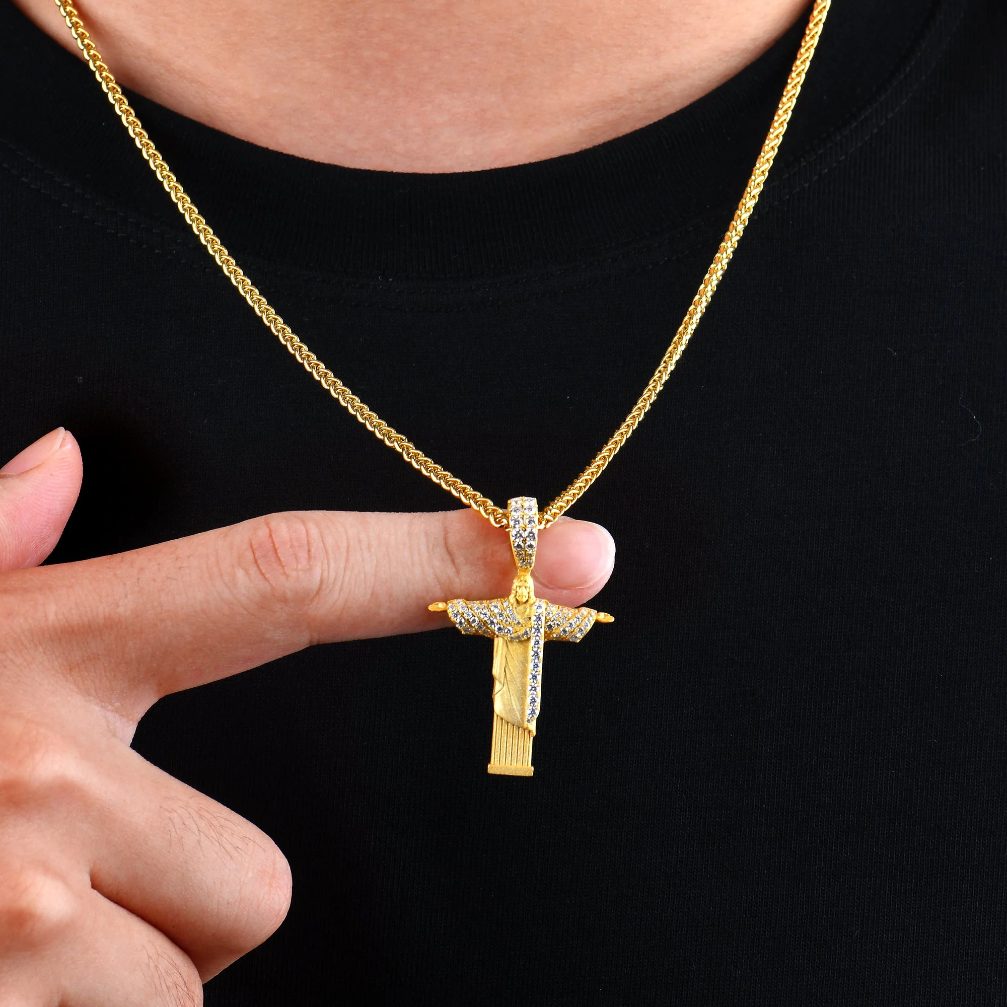 Moissanite Cristo Redentor Pendant - Micro - Image 2