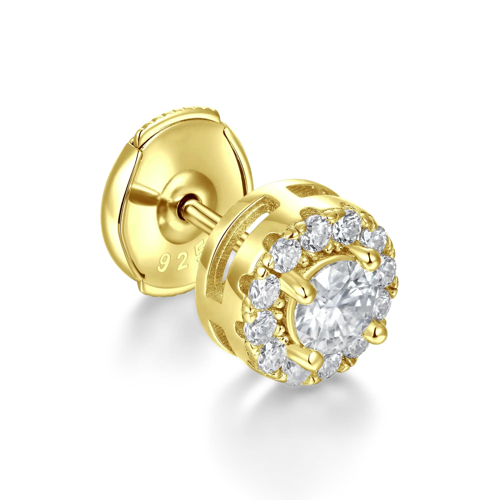 Moissanite 0.24ctw Halo Round Cut Stud Earrings - Image 10