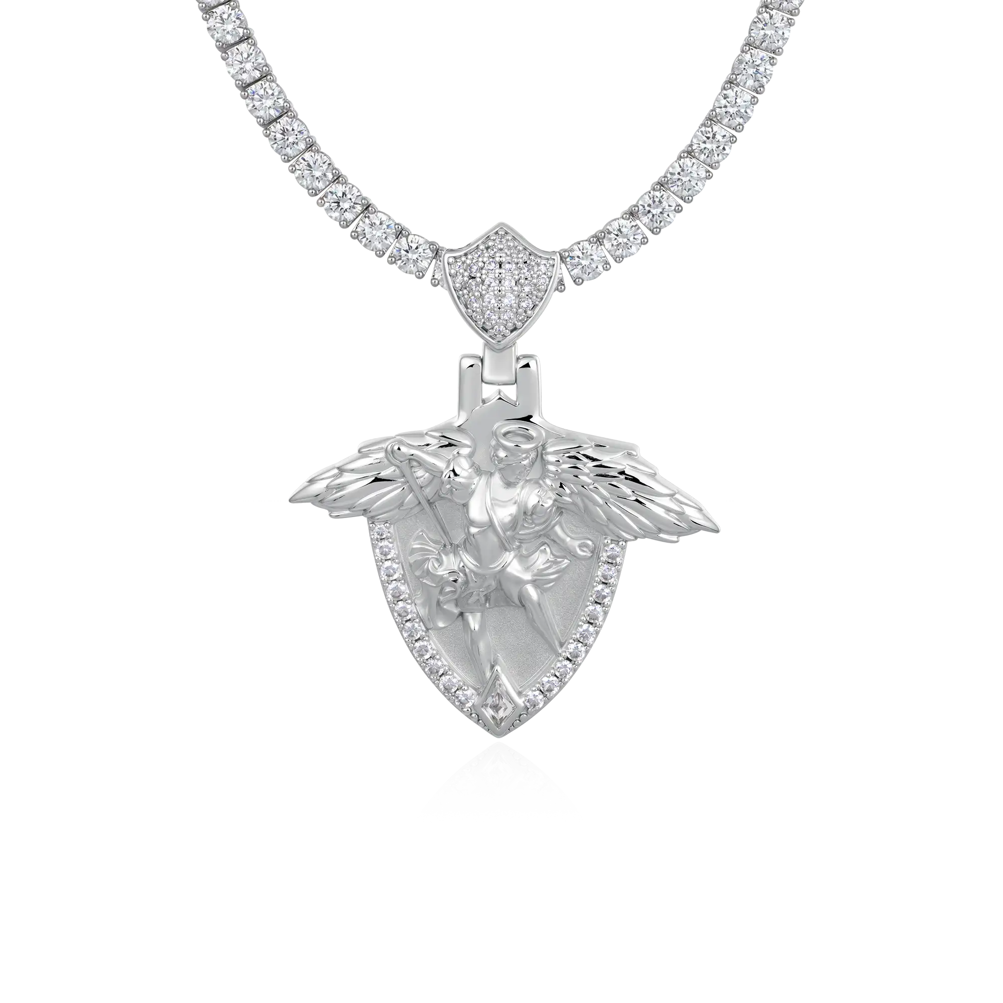 Moissanite Archangel Shield Pendant - Medium - Image 10