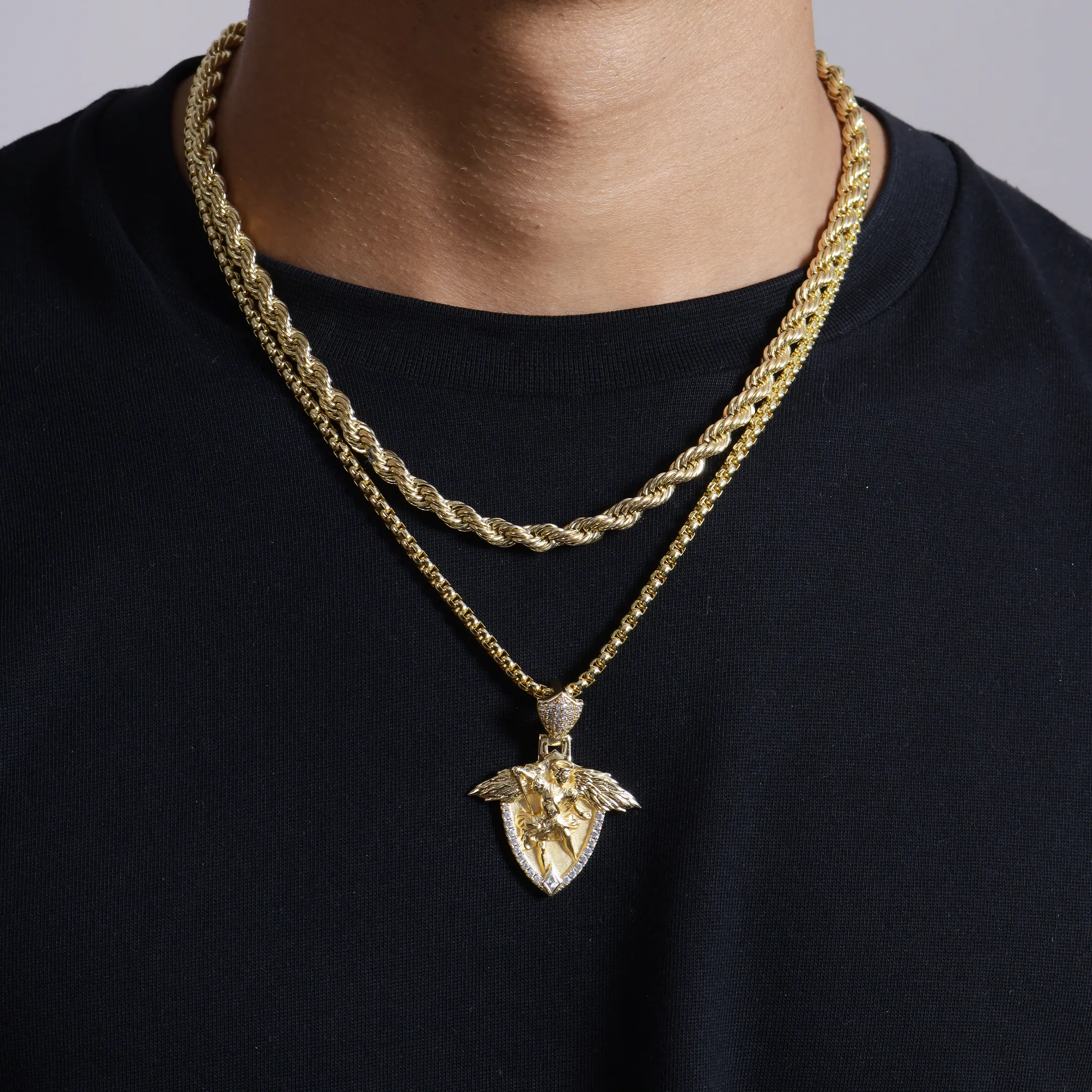 Moissanite Archangel Shield Pendant - Medium - Image 2